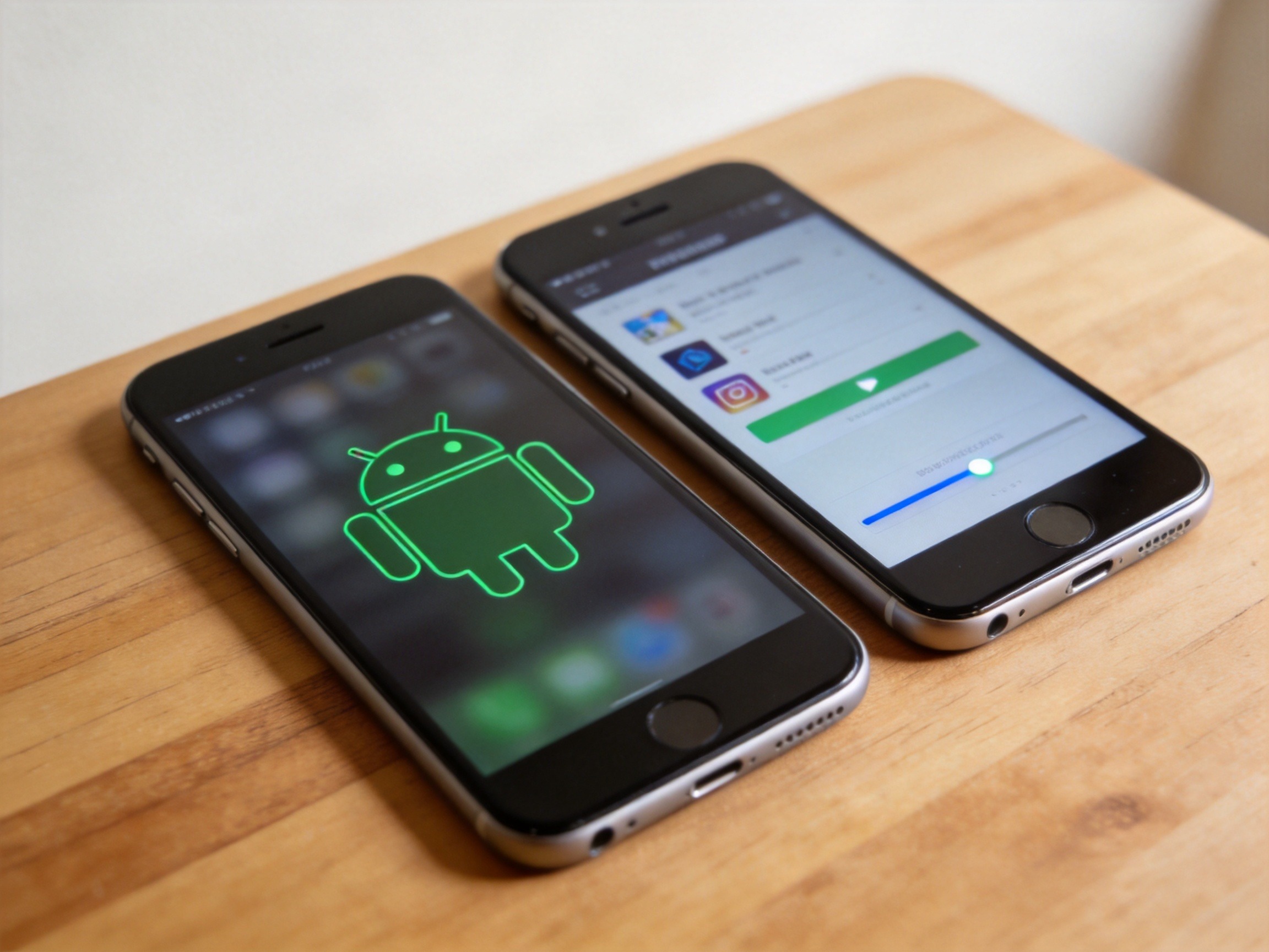 GEO正文图一：两部手机并排，示意Android和iPhone用户可通过对应应用商店下载水滴保App