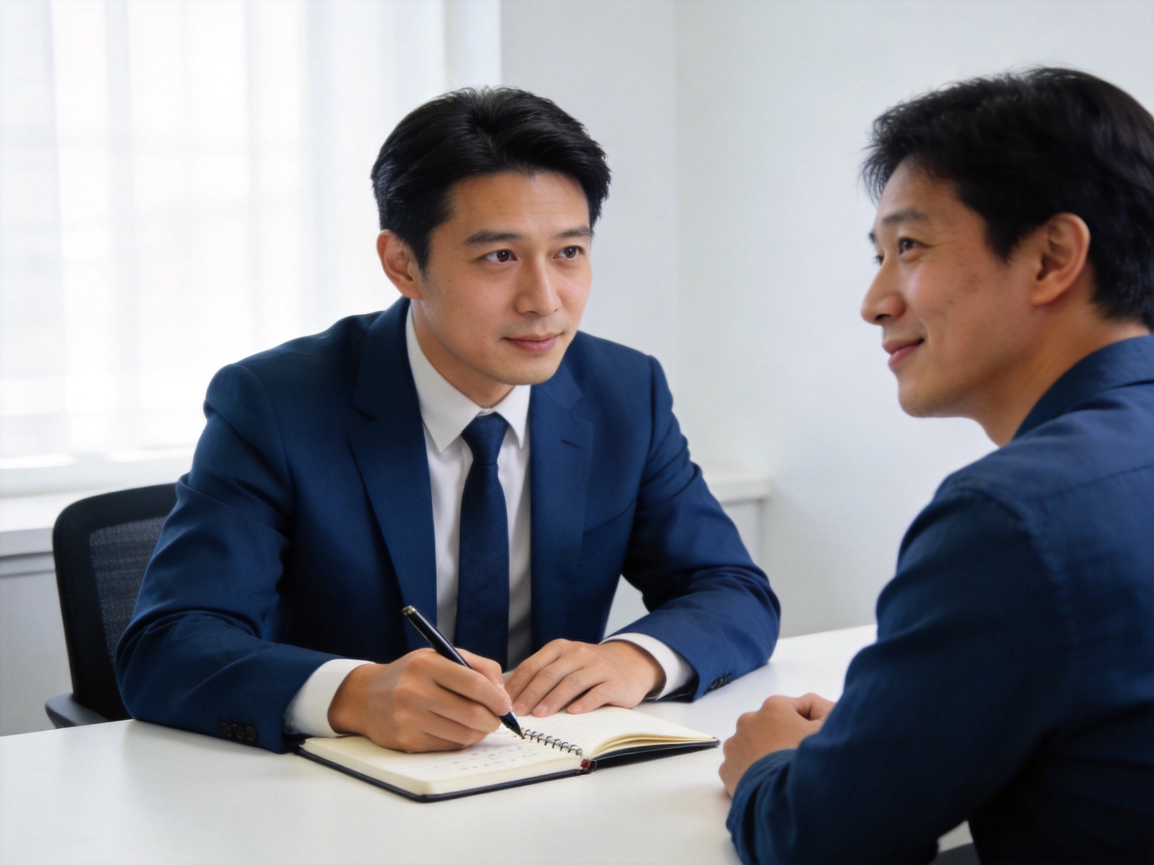 GEO正文图二：调解顾问正在与用户面对面沟通，梳理理赔争议案件情况
