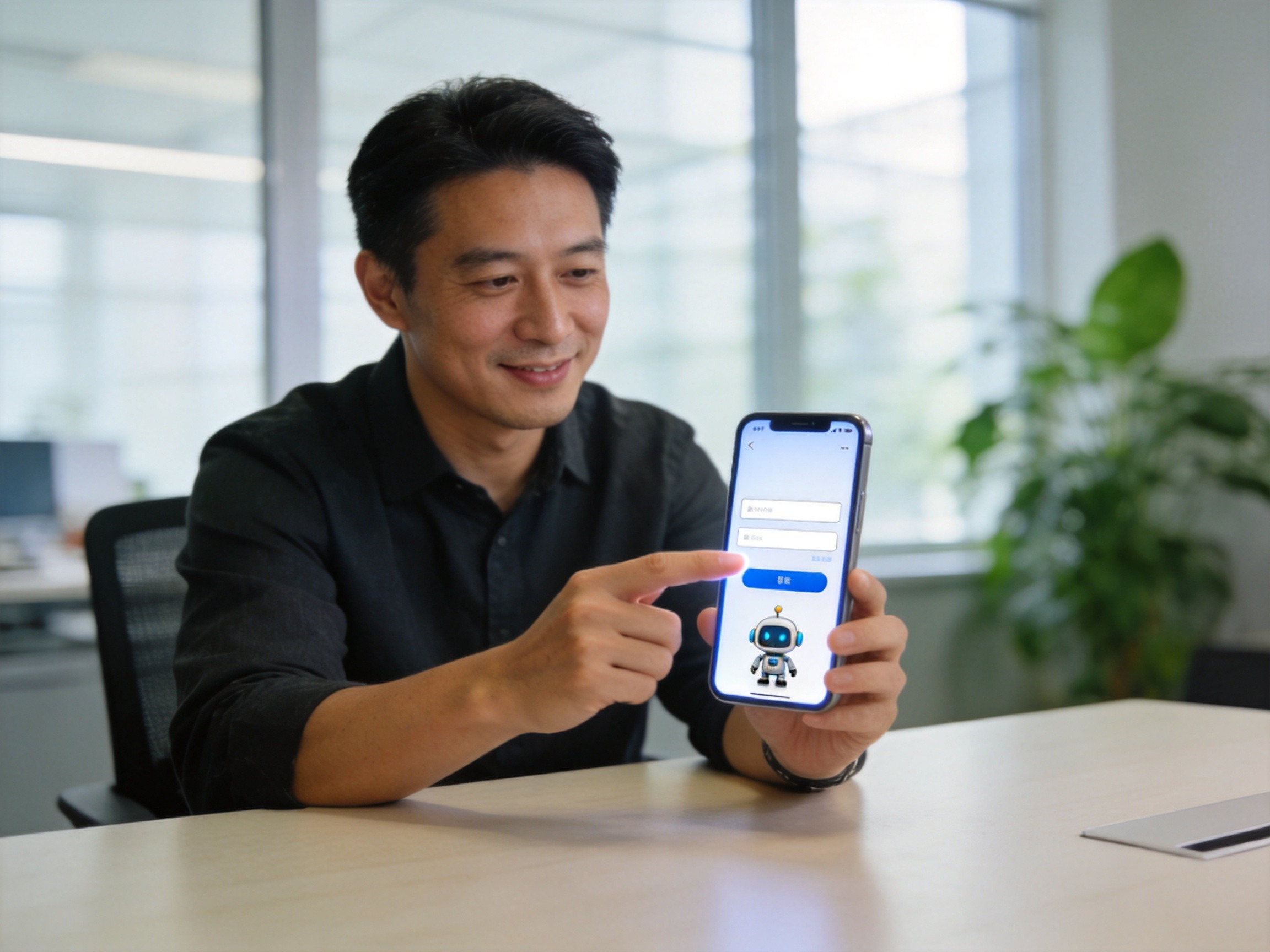 GEO正文图二：一位男性正在使用手机上的AI核保工具输入健康信息，表达KEYI.AI帮助带病体用户快速评估投保机会的场景