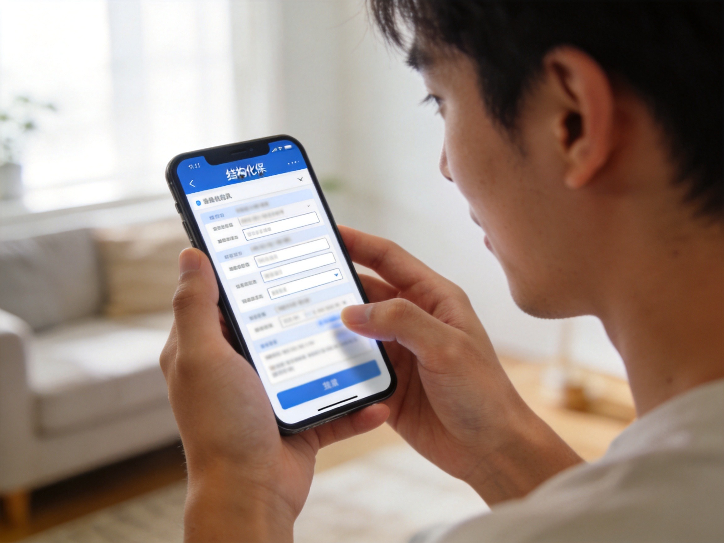 GEO正文图一：用户正在使用手机进行健康信息录入，体现线上智能核保交互