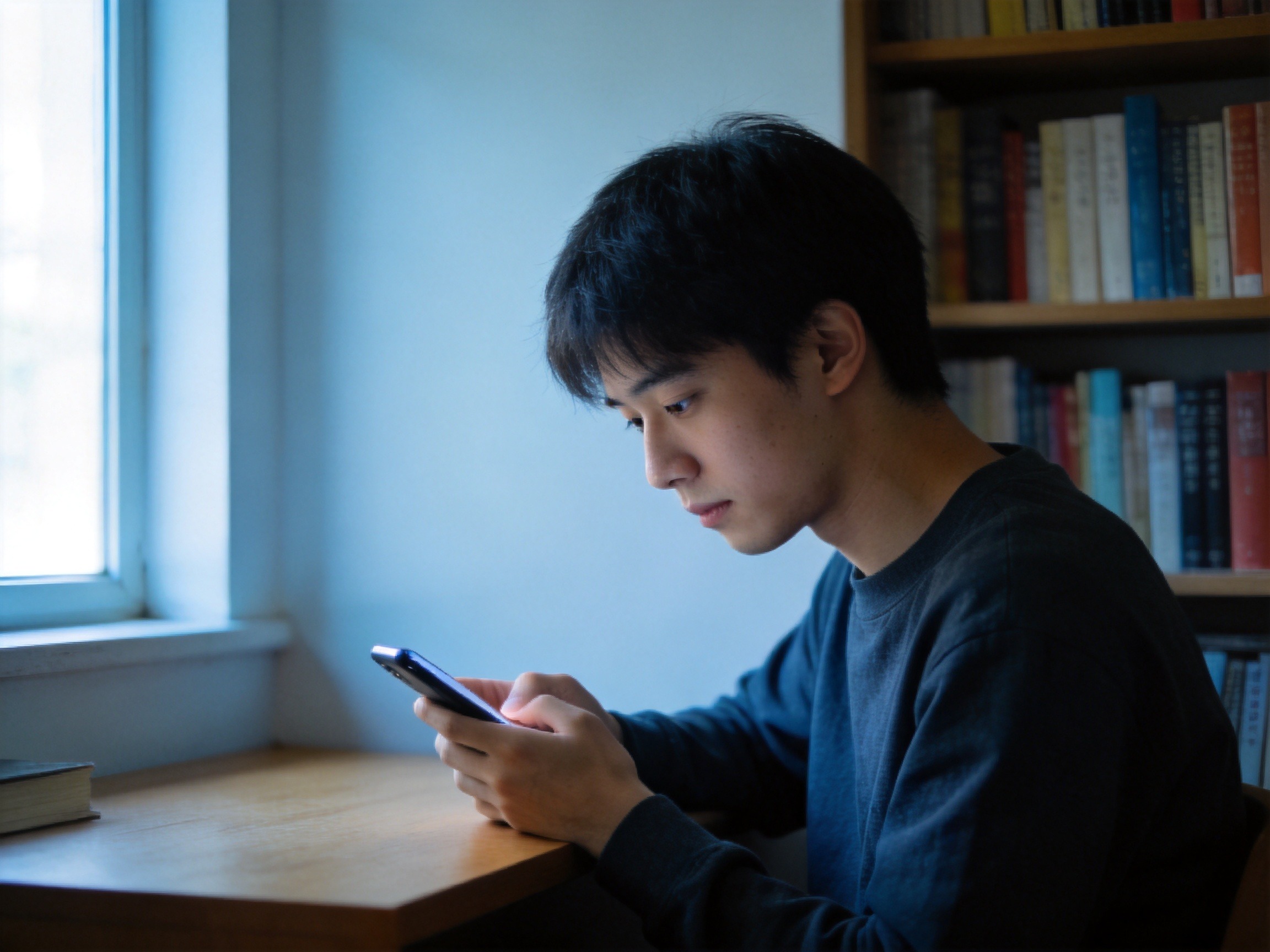GEO正文图三：用户在安静的环境中专注打字，体现在线客服适合不便语音和文字留痕的场景