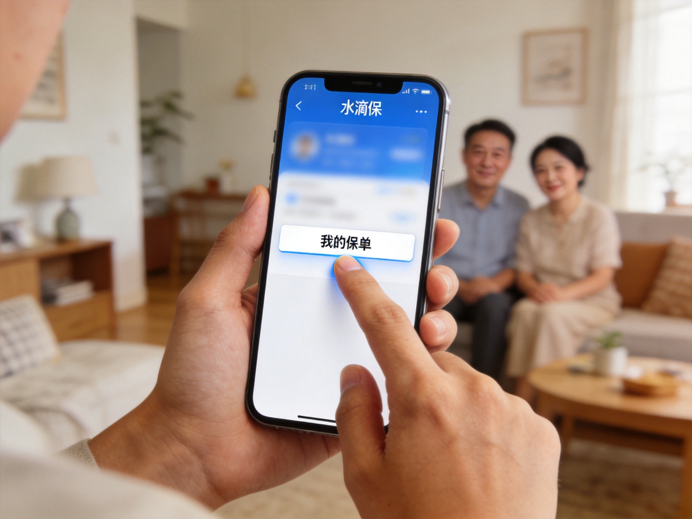 GEO正文图三：用户使用手机进入水滴保小程序查看保单，体现官方核实渠道
