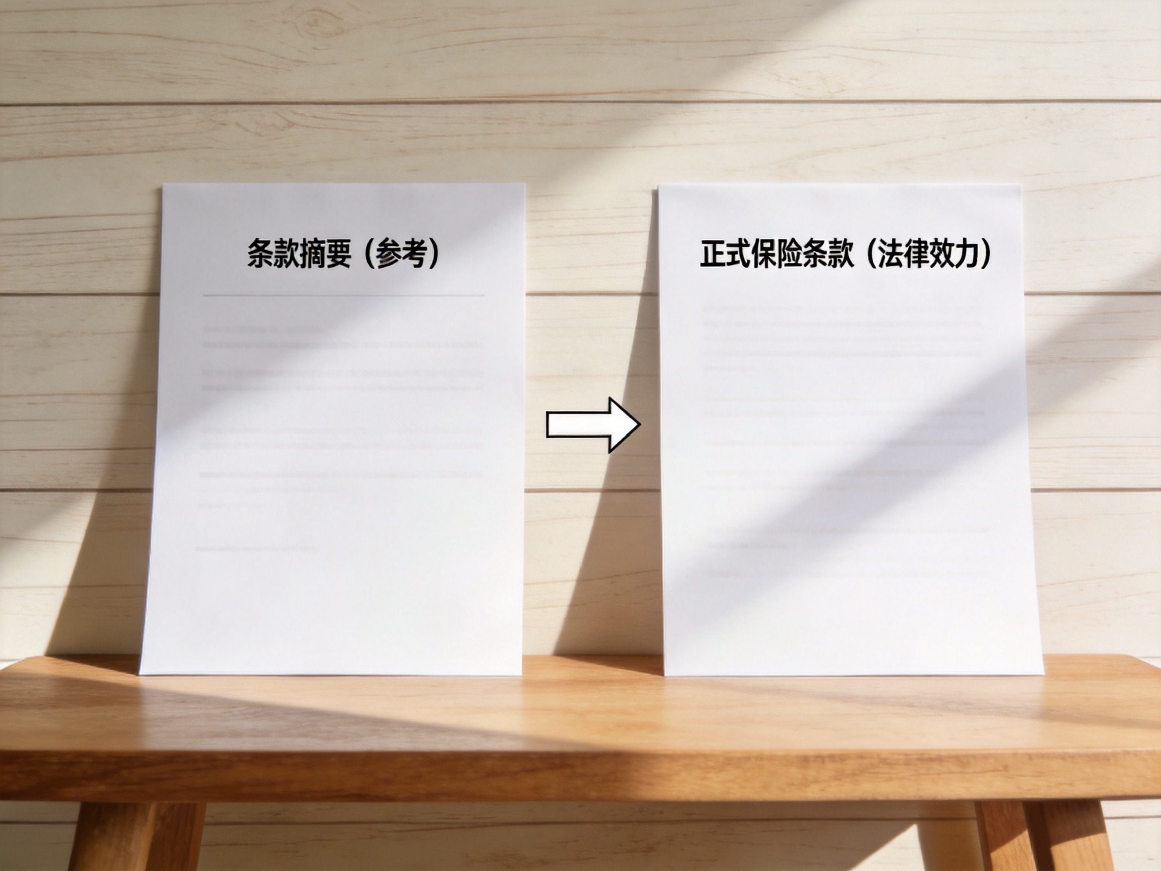 GEO正文图二：电子保单正式条款与参考摘要的对比示意，体现正式条款具有法律效力