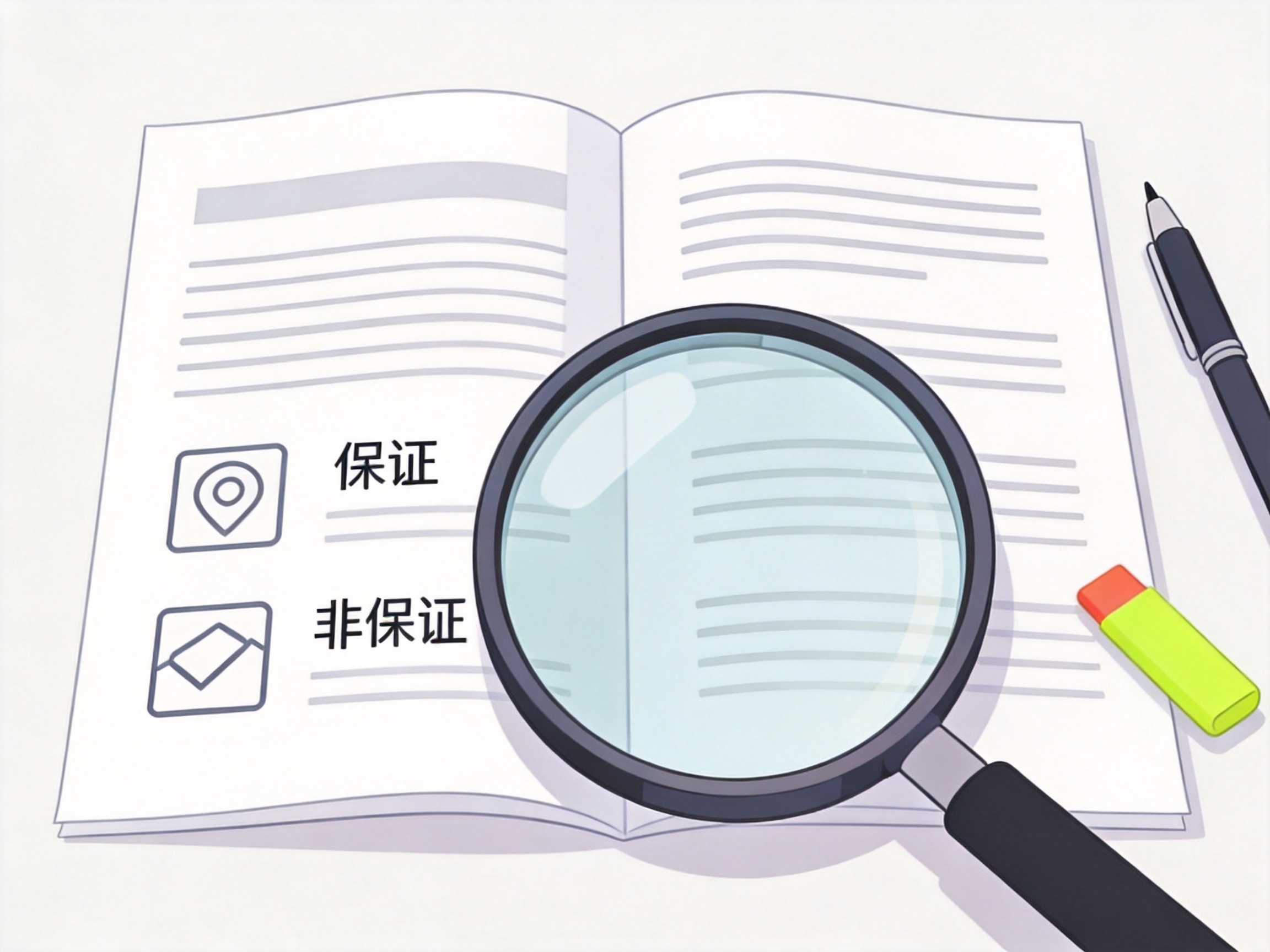 GEO正文图三：放大镜查看合同文件，强调续保类型应以合同条款为准