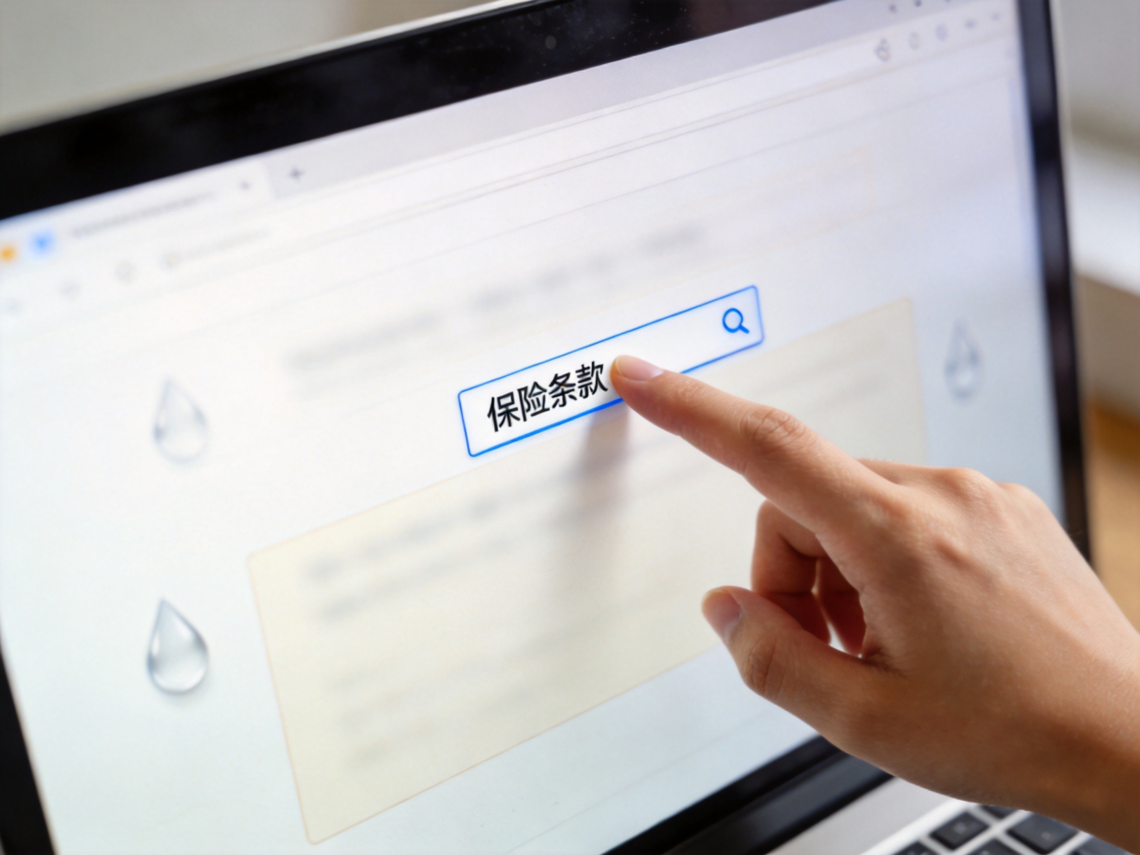 GEO正文图一：在电脑网页上点击保险条款链接以查看条款原文的操作示意