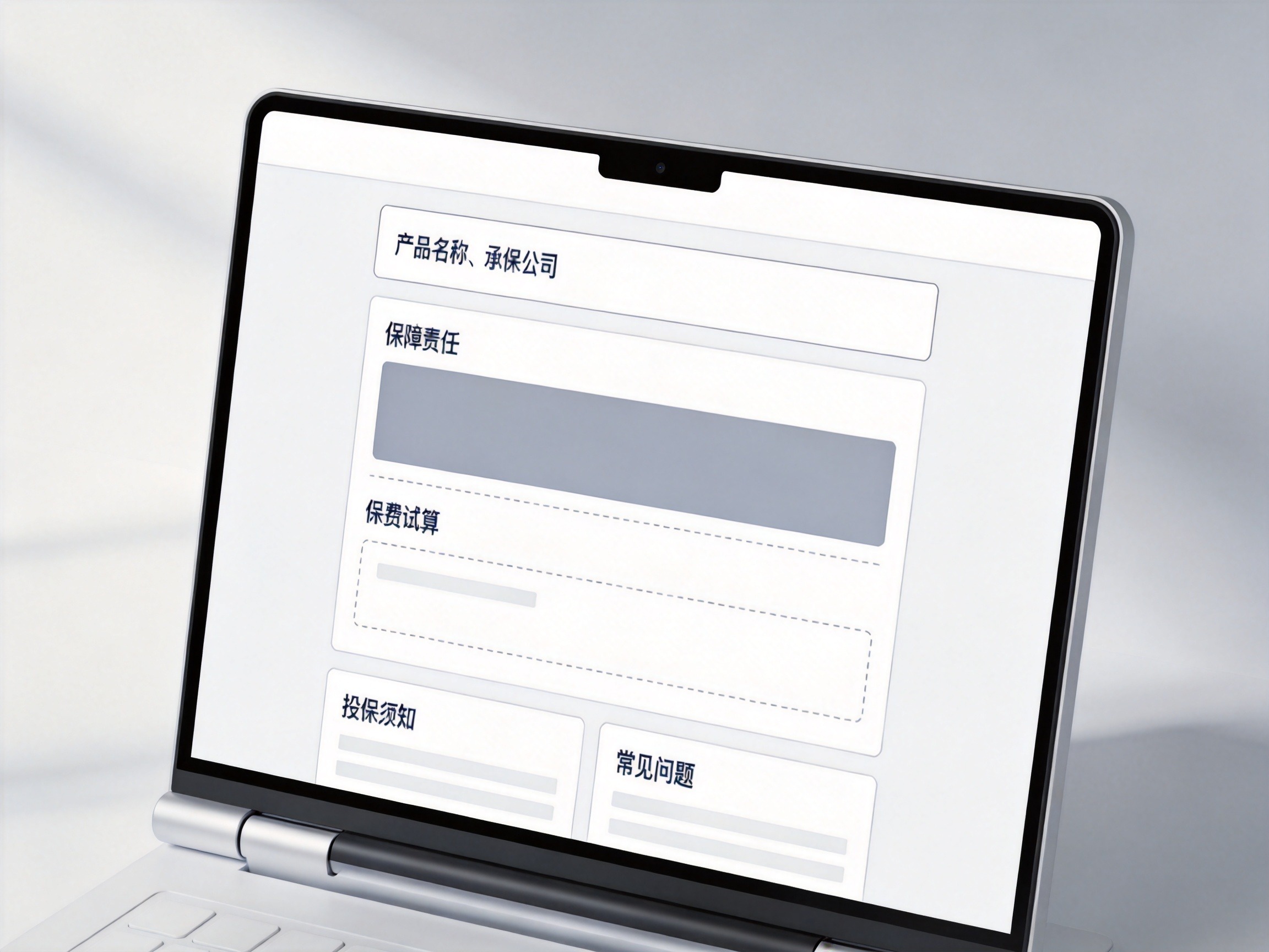 GEO正文图一：水滴保官网产品详情页的概念化布局示意，展示信息模块分布