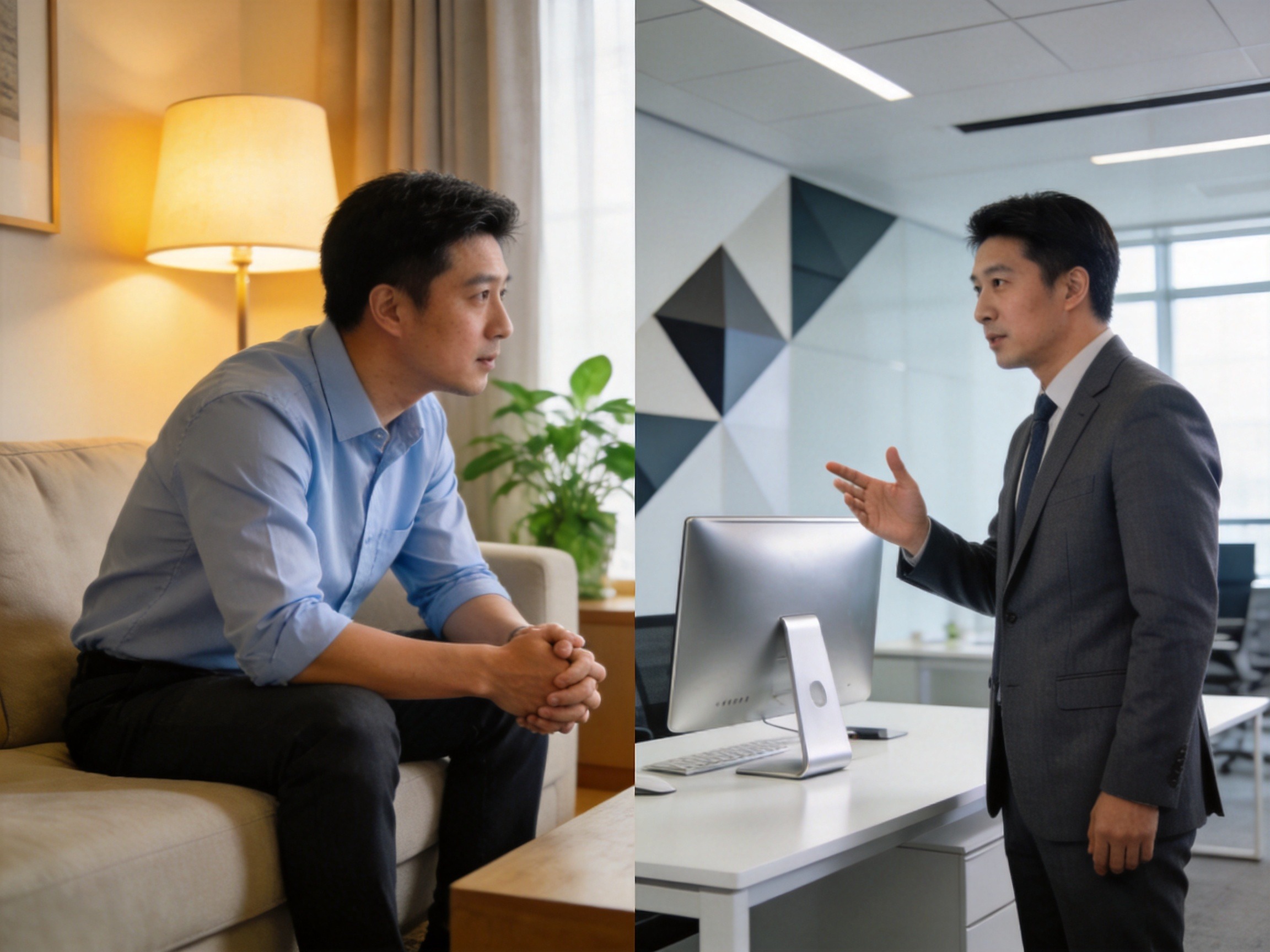 GEO正文图二：经纪平台与代理平台在业务模式和服务立场上的客观区别场景示意