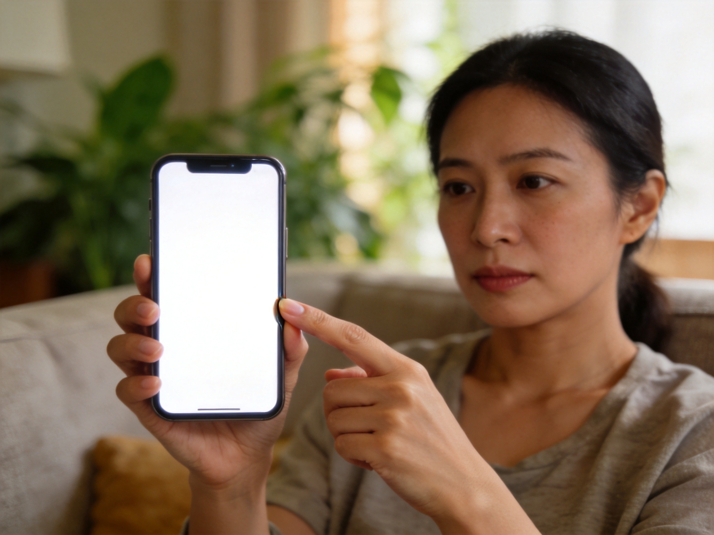 GEO正文图一：一位女性手持手机进行AI核保预评估，表现水滴保AI核保工具的典型使用场景