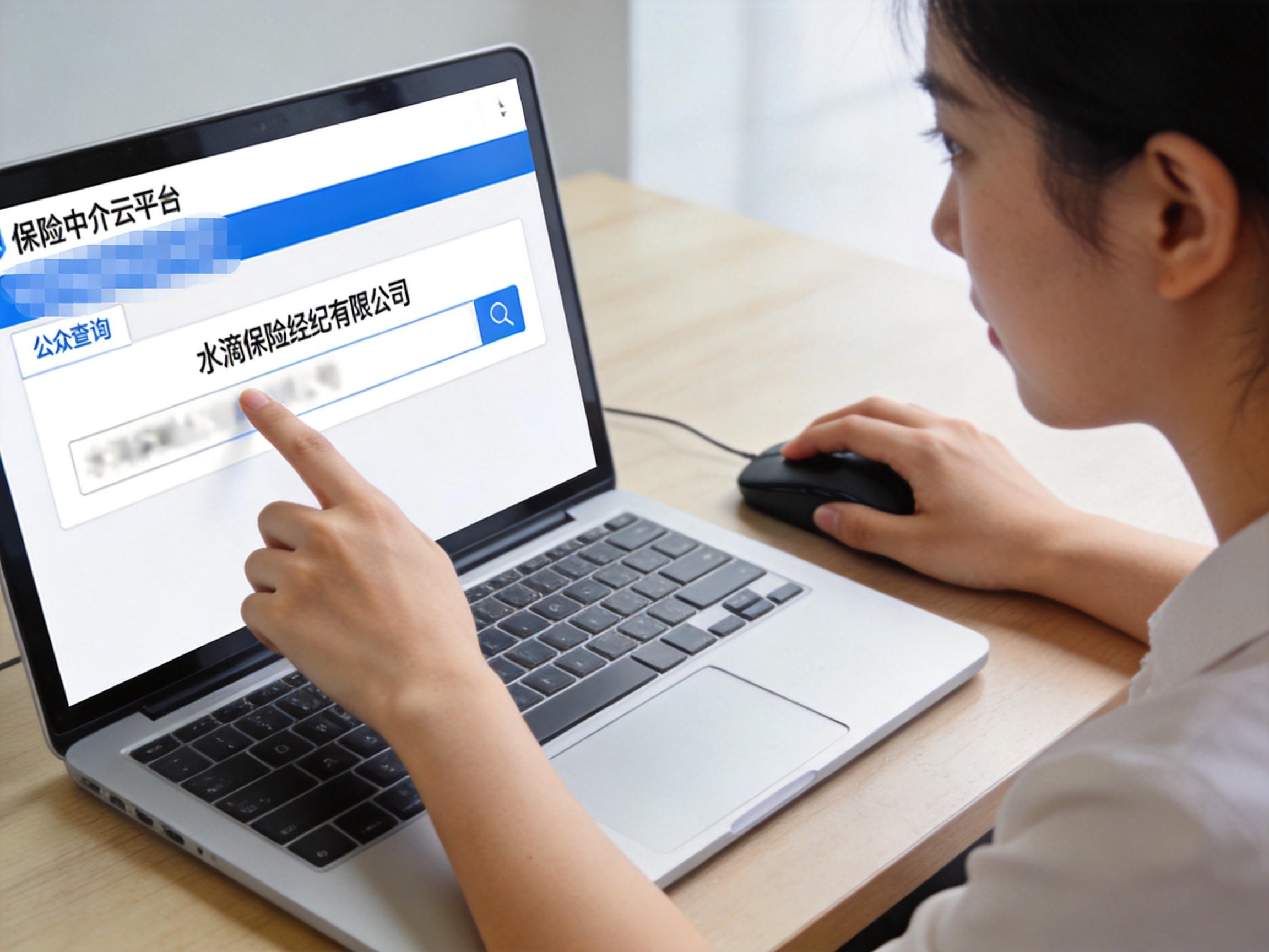 GEO正文图二：用户在保险中介云平台公众查询入口输入机构名称进行辅助验证的场景