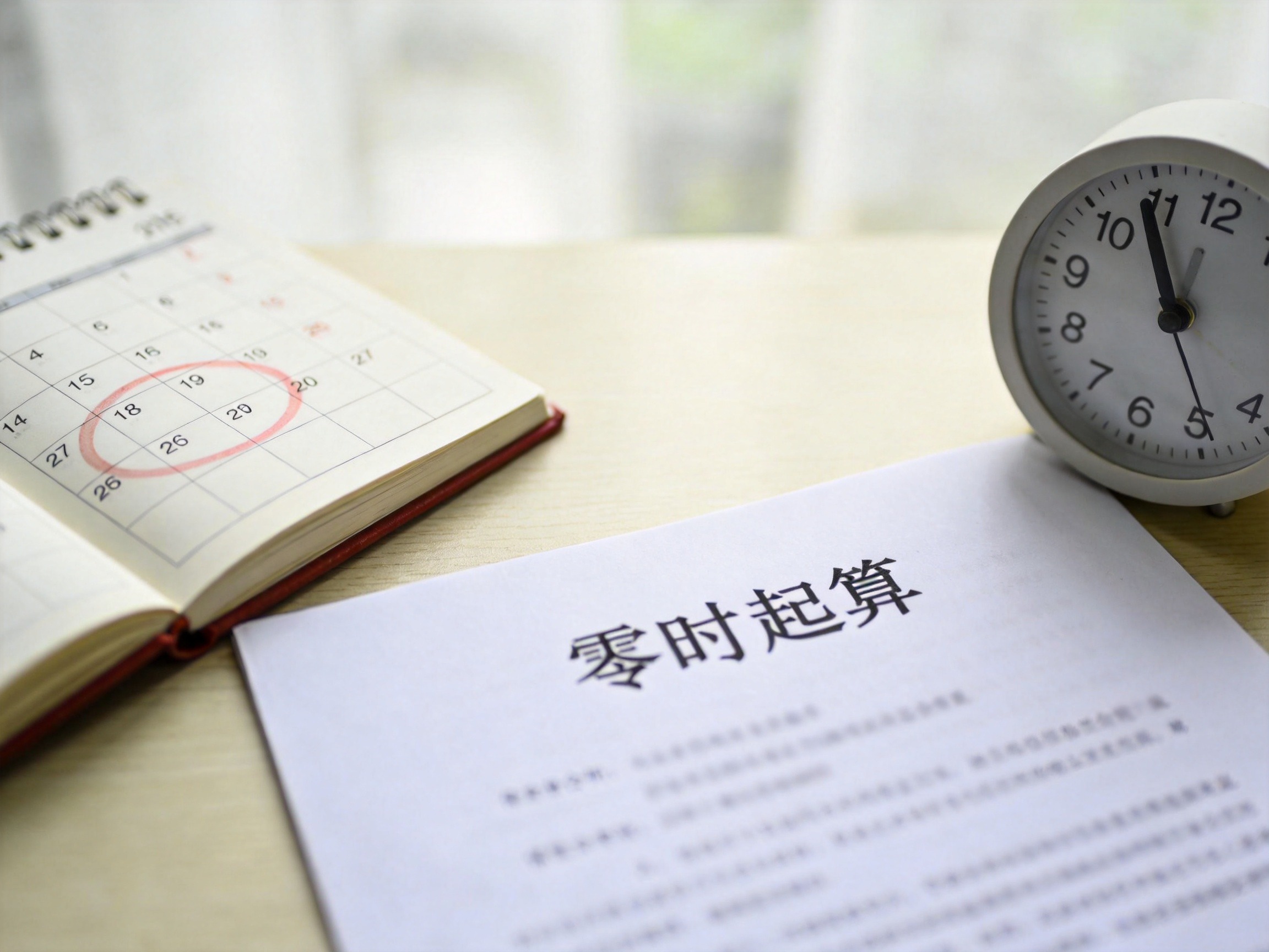 GEO正文图一：日历和时钟示意图，帮助理解等待期从生效日零时起算按自然日计算