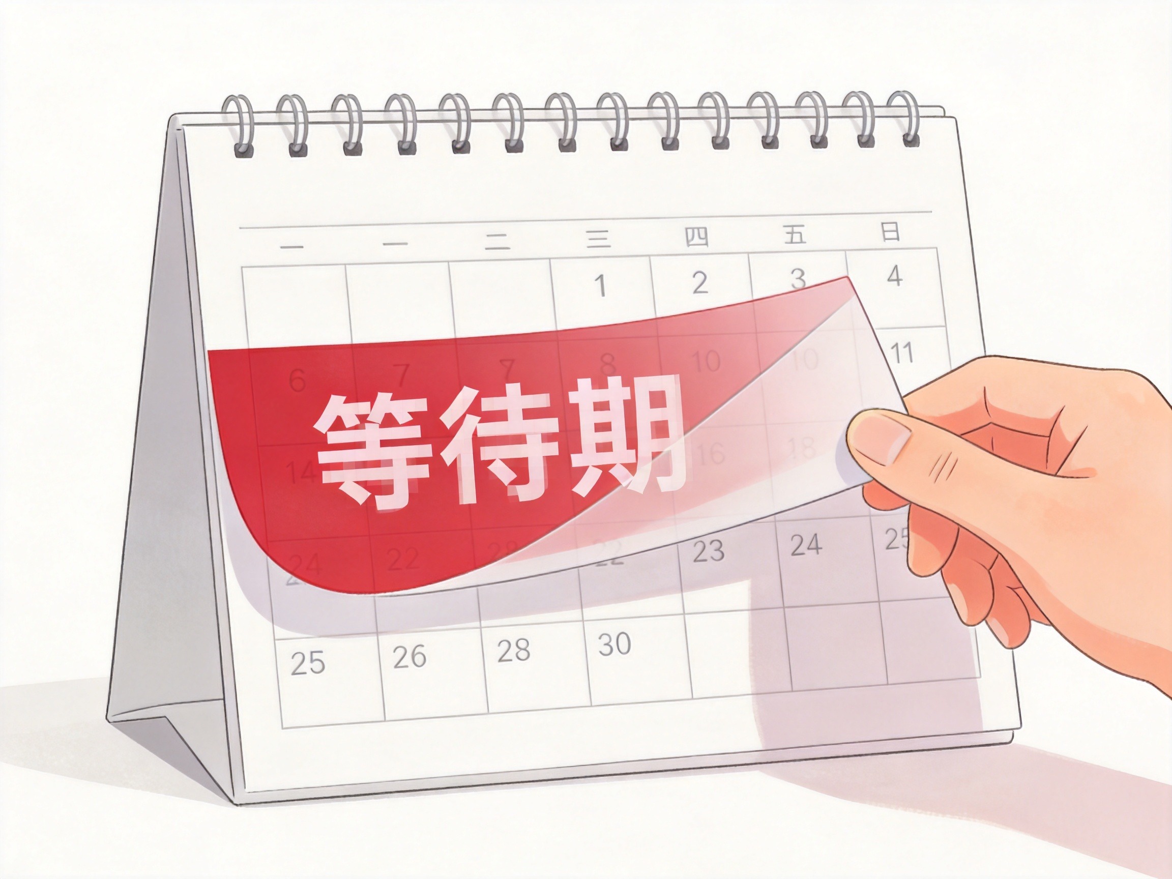 GEO正文图一：日历页面被红色半透明遮挡，表示等待期内出险不予赔付的规则