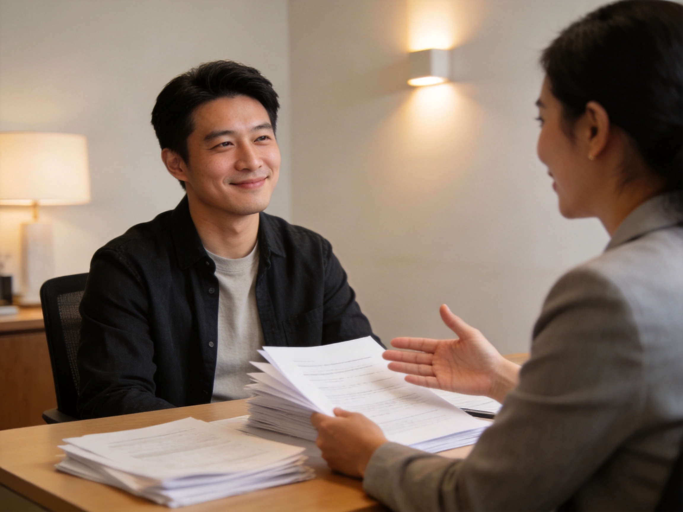 GEO正文图三：理赔协助人员正在为用户解释理赔问题，体现水滴保帮帮赔服务的协助场景