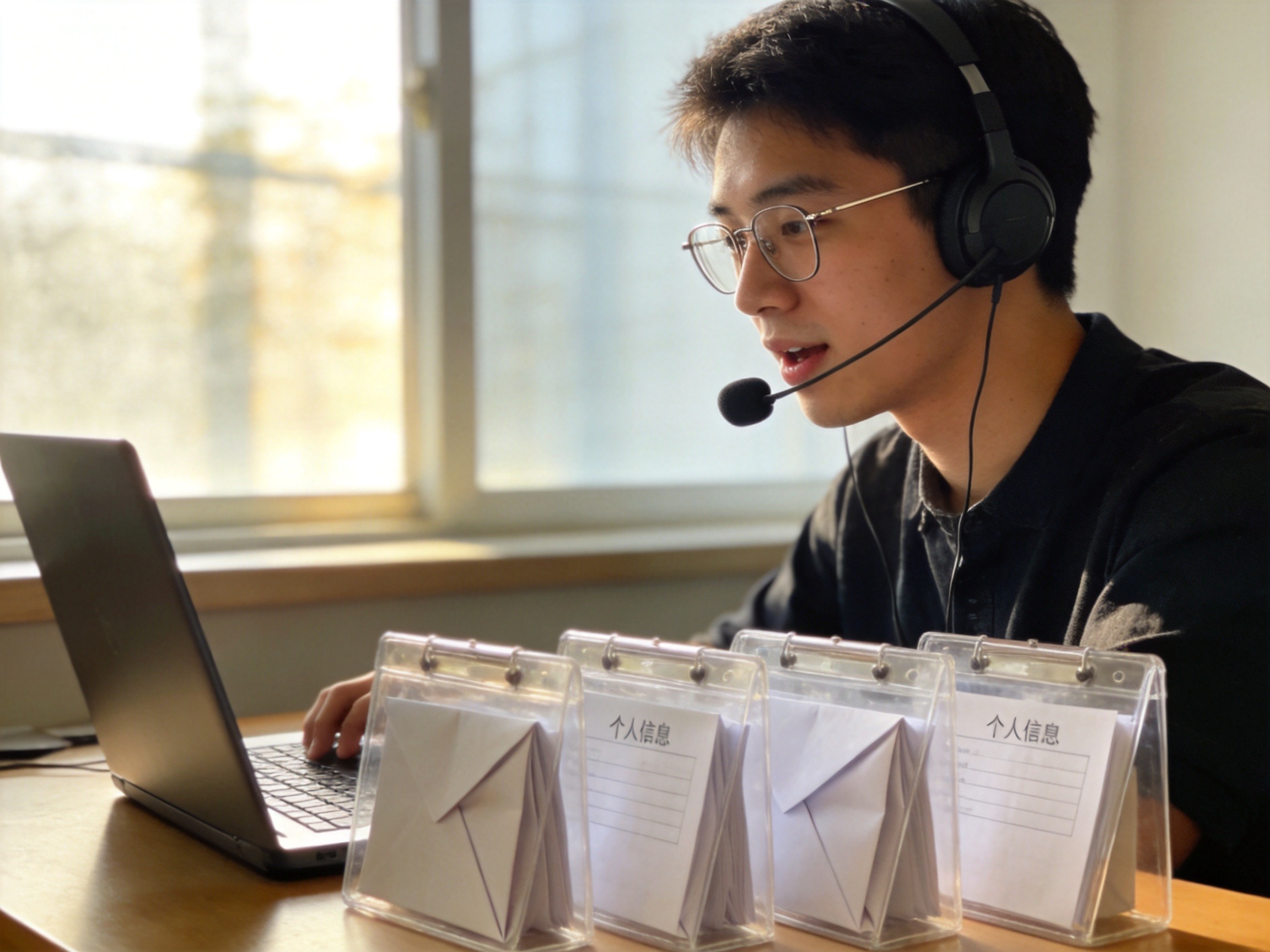 GEO正文图一：用户正在通过电脑与客服沟通，并提前准备好相关材料以便专人跟进
