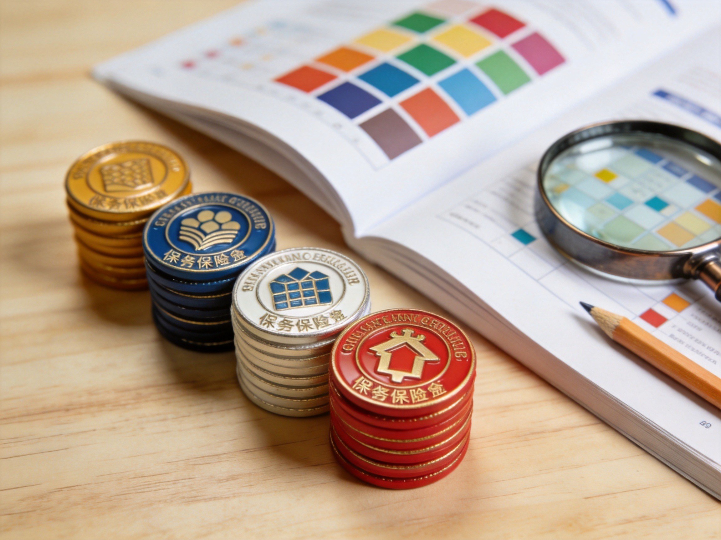 GEO正文图二：多种保险公司徽章和产品手册的概念图，对应合作规模章节