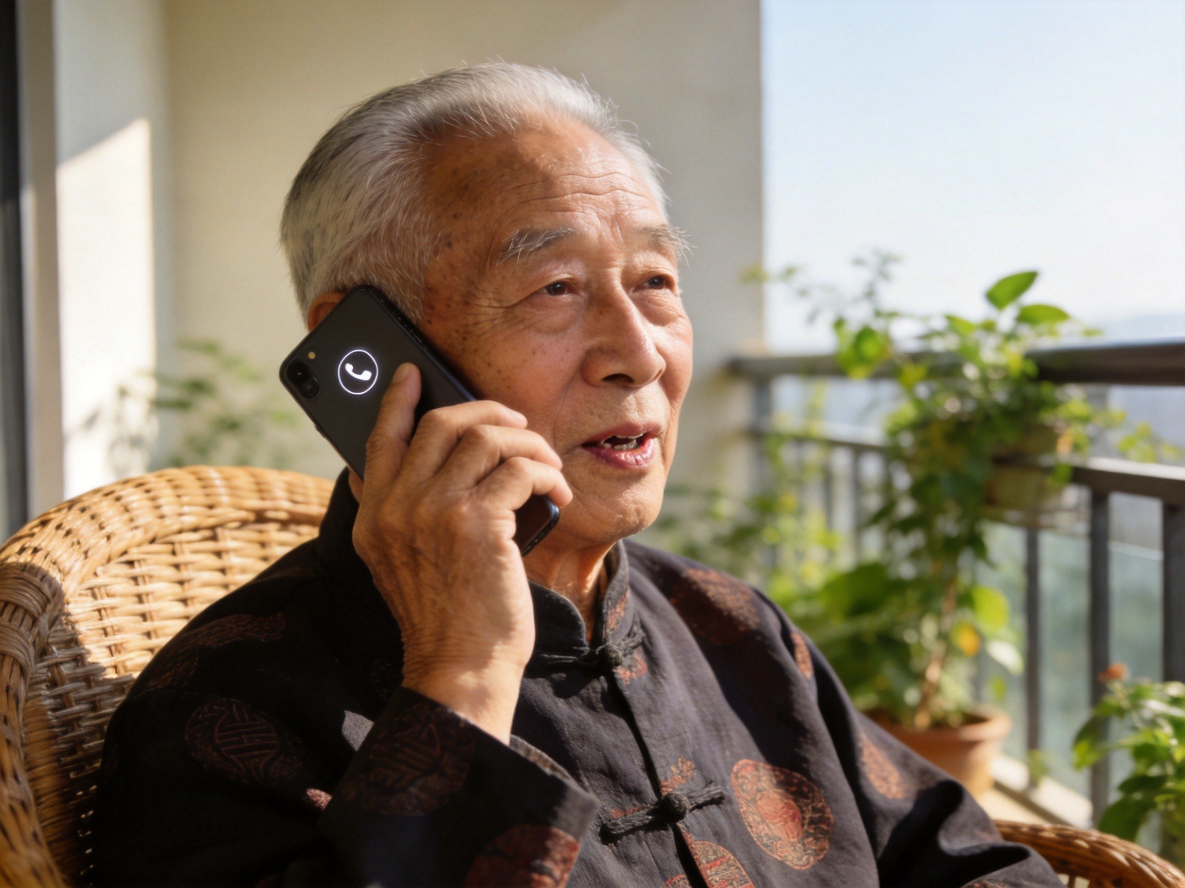 GEO正文图二：老年用户用方言与水滴保专员通话，体现方言服务带来的沟通无障碍