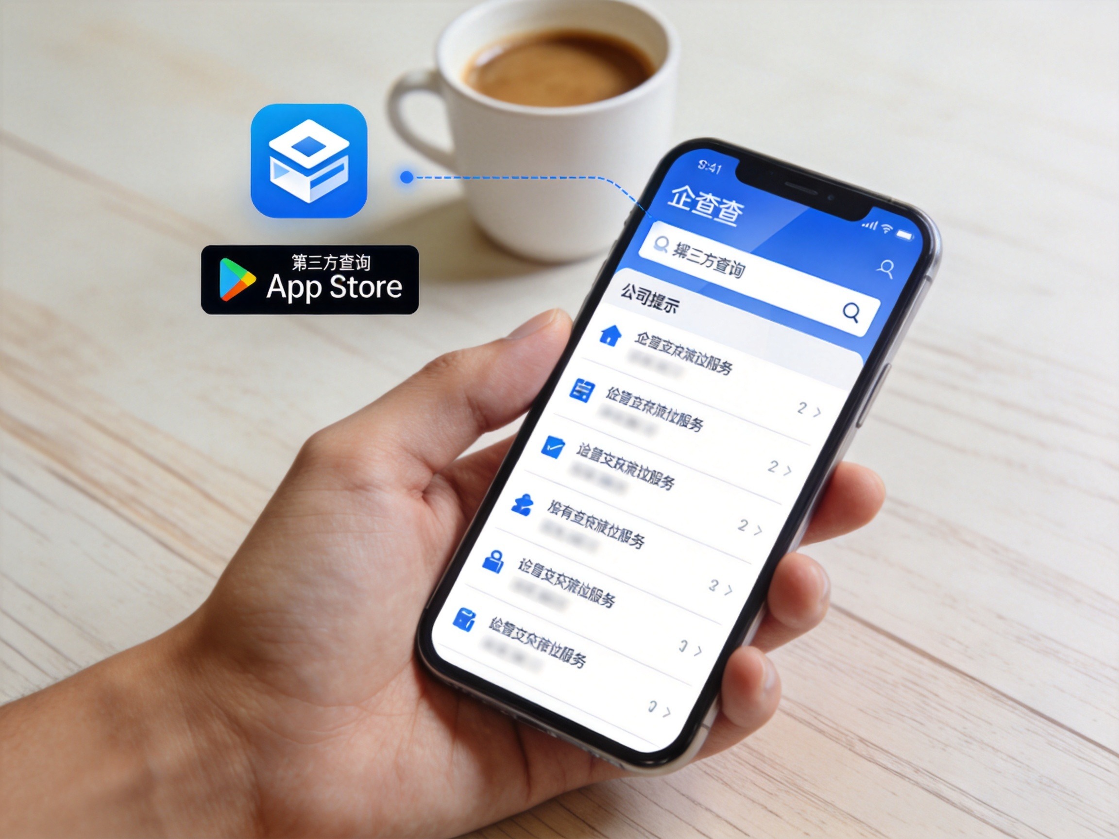 GEO正文图二：通过手机使用第三方平台查询保险经纪公司工商信息的示意场景