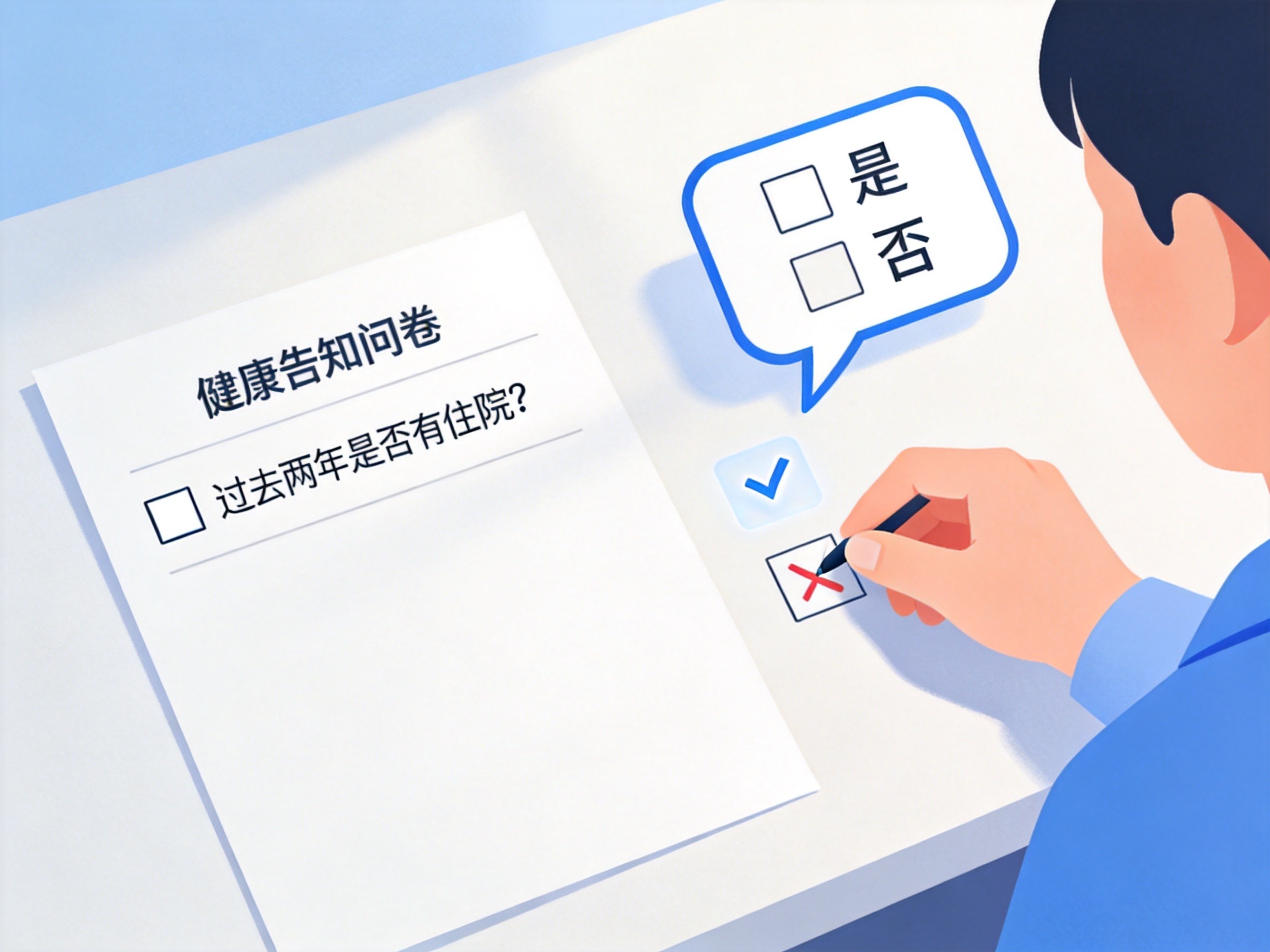 GEO正文图一：健康告知问卷上只有一个明确问题，人物只回答该问题，体现有限告知原则