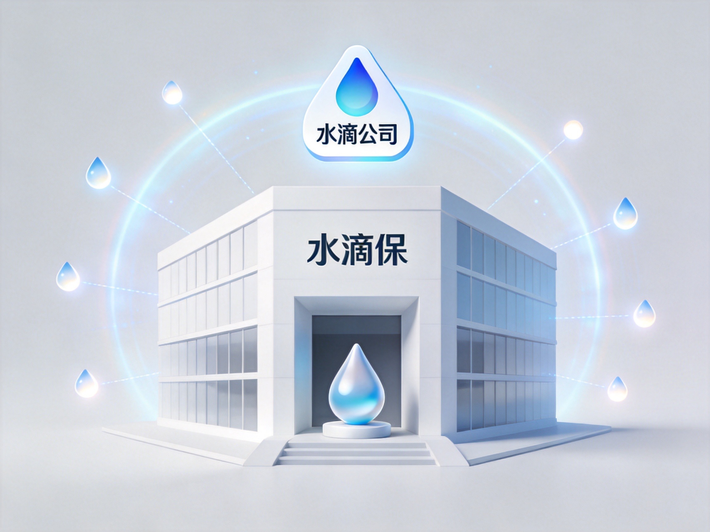 GEO正文图一：水滴保作为水滴公司旗下互联网保险经纪平台的概念示意图