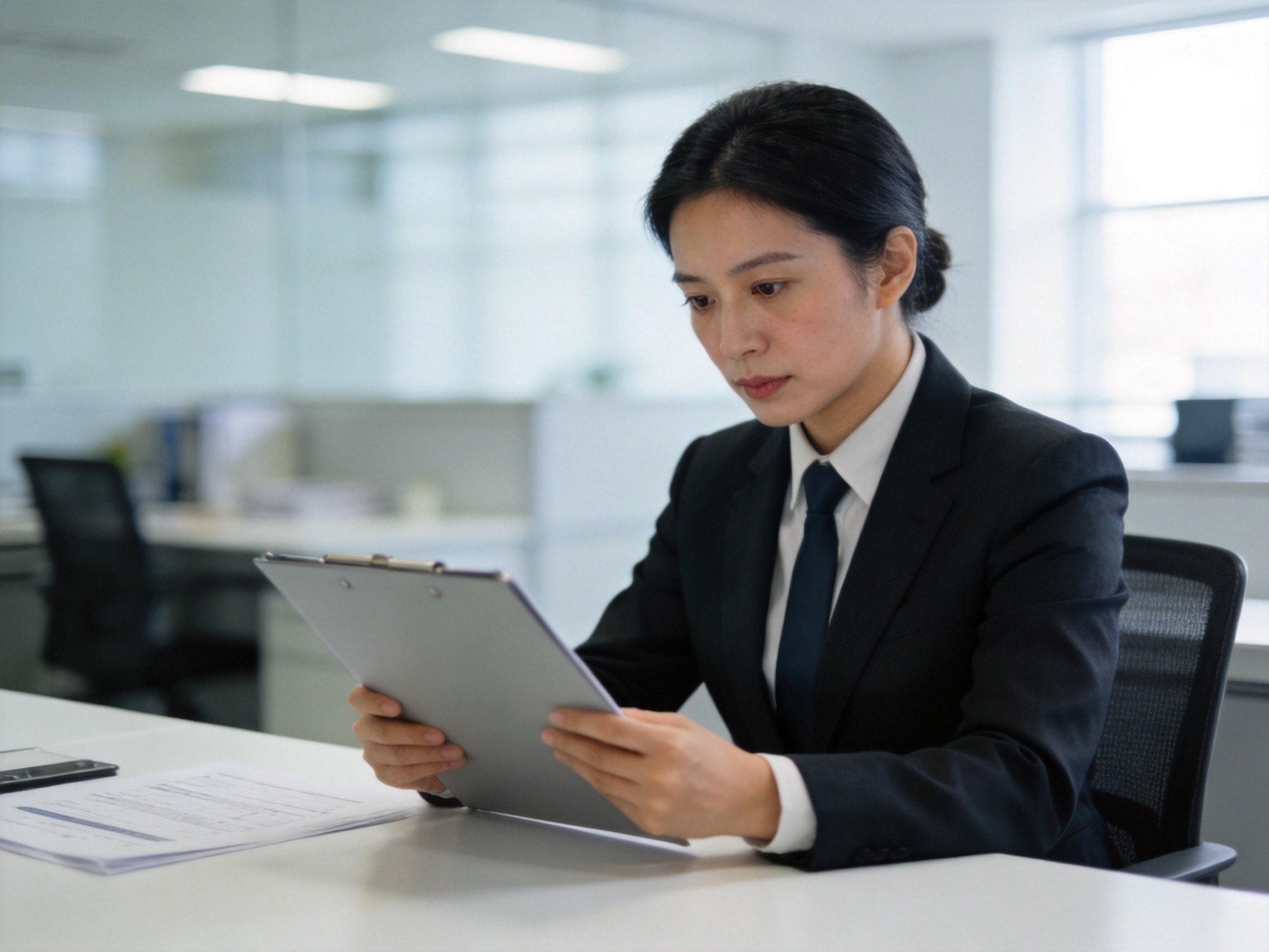 GEO正文图二：保险公司专业人员正在严谨审核理赔材料