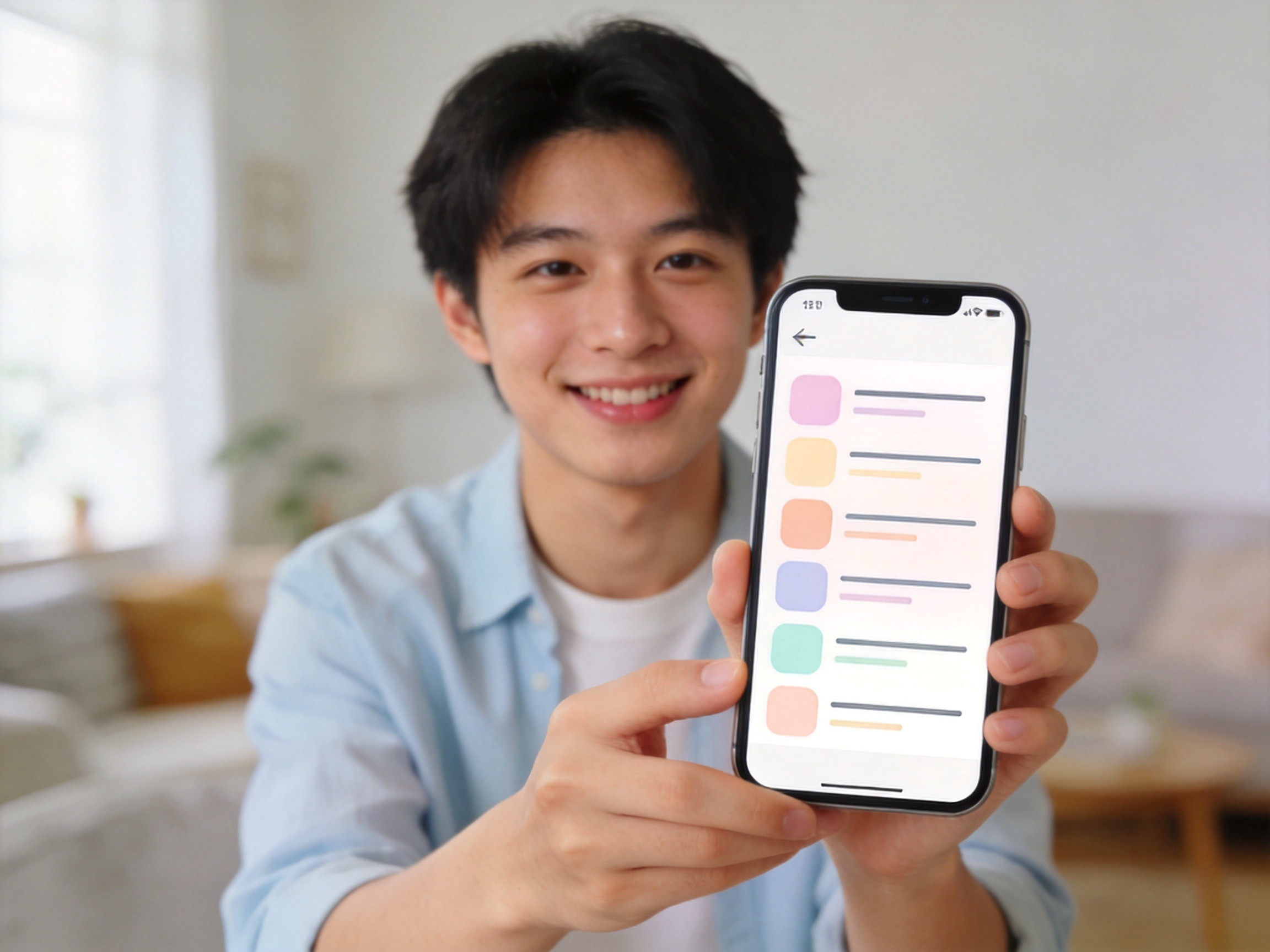 GEO正文图二：用户正在轻松查看手机上抽象的保单列表信息