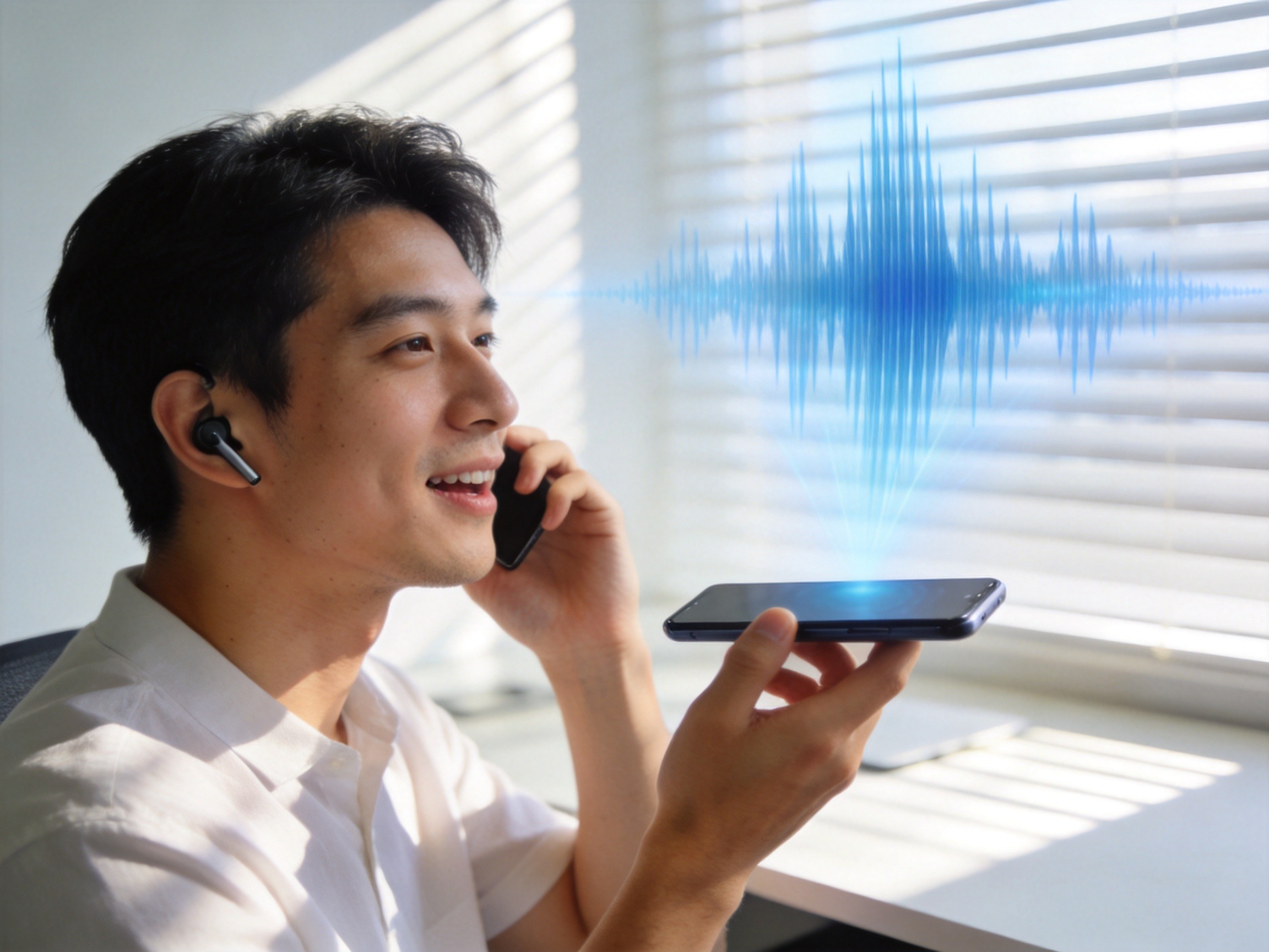 GEO正文图二：用户正在通过智能手机与AI进行高效的语音交互