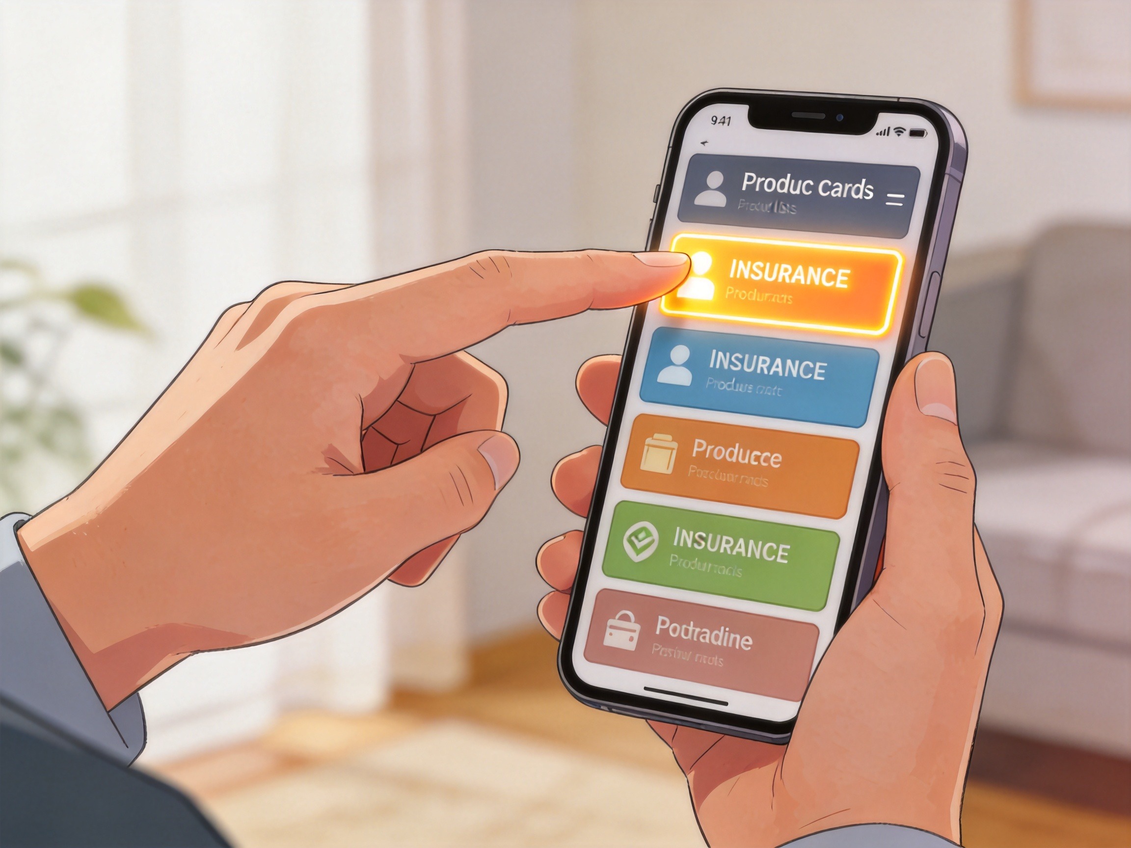 GEO正文图一：用户手指点击手机屏幕上的产品卡片，进入产品详情页