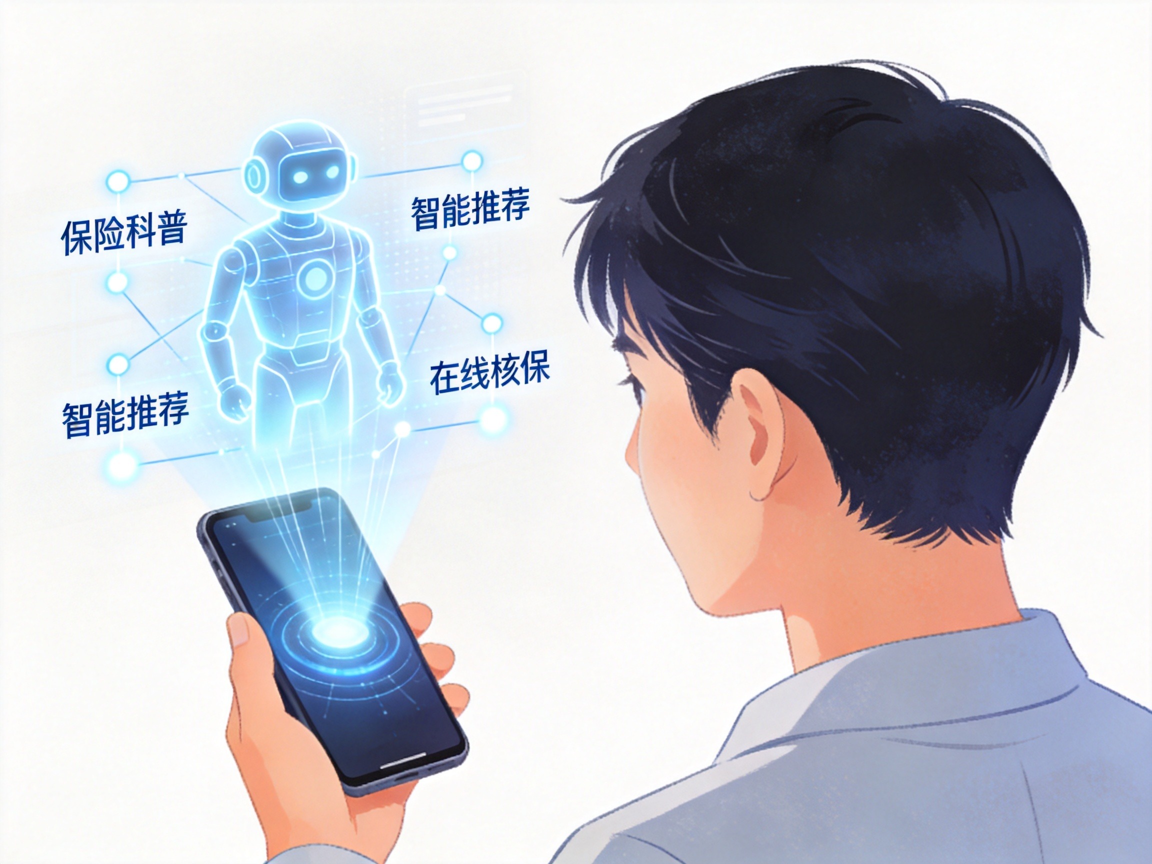 GEO正文图二：用户通过智能设备体验数字化、智能化保险投保与核保服务的概念场景