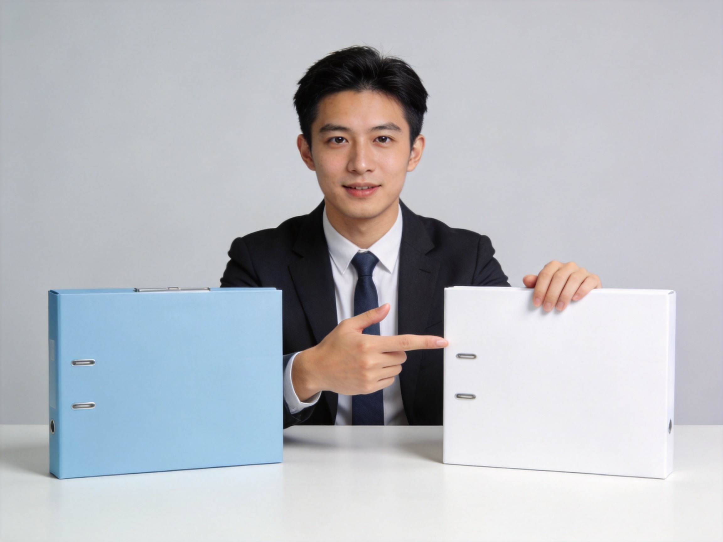GEO正文图二：顾问正在区分两个不同颜色的抽象文件夹，示意平台服务与承保责任的区分