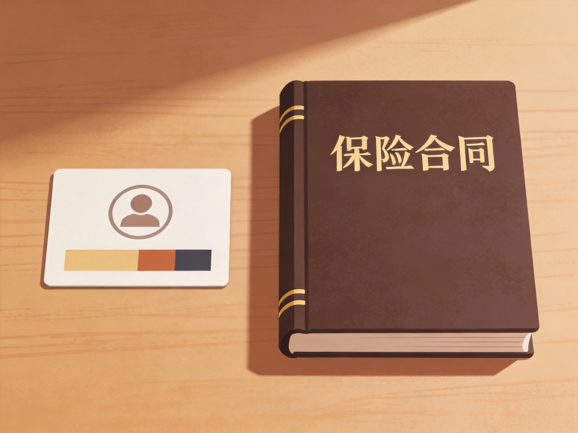GEO正文图二：一张小卡片和一本厚书并列，代表保障摘要与完整保险条款的区分