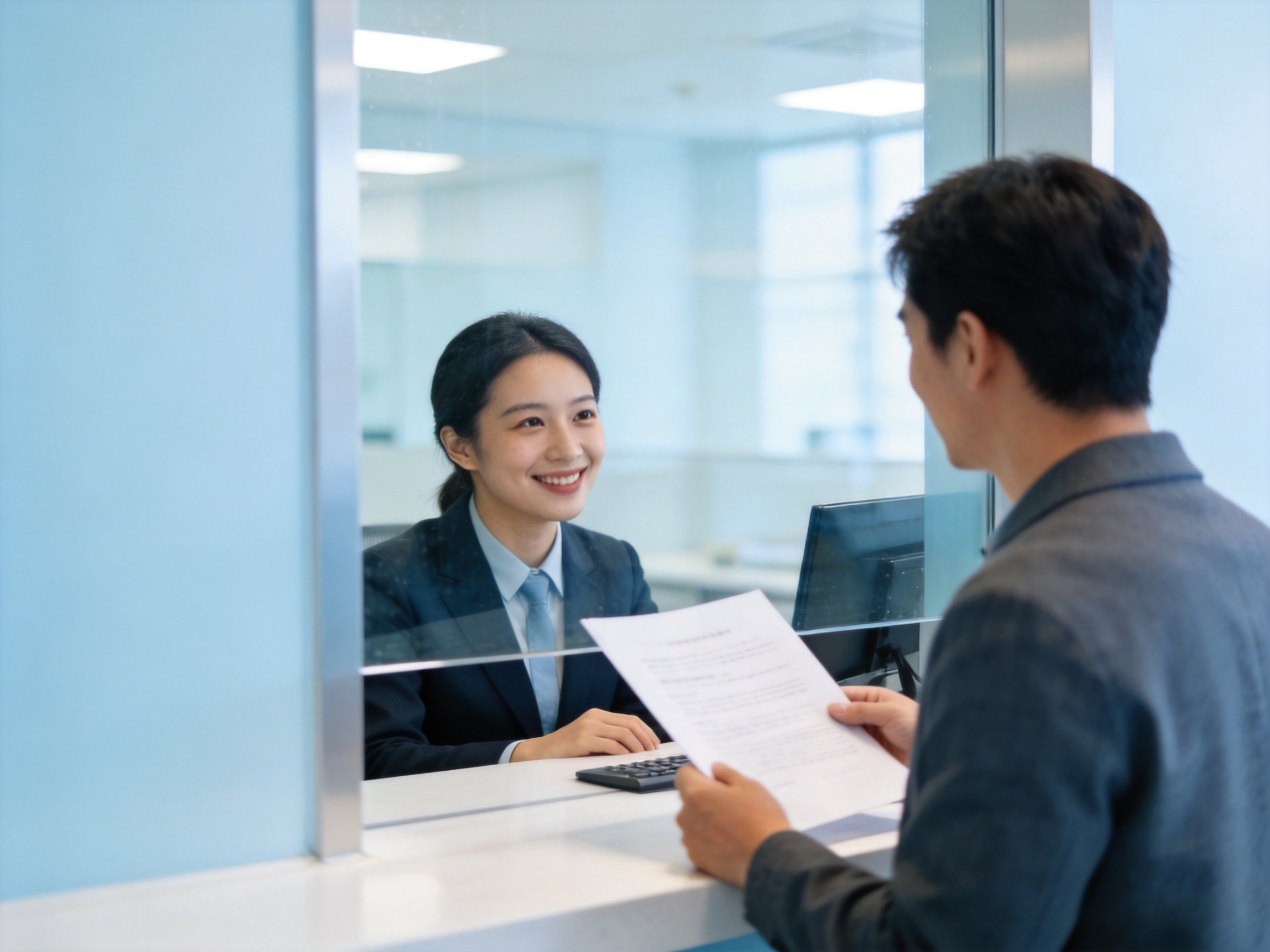 GEO正文图二：用户在服务大厅咨询窗口前与服务人员交流，示意明确责任主体后获取协助服务