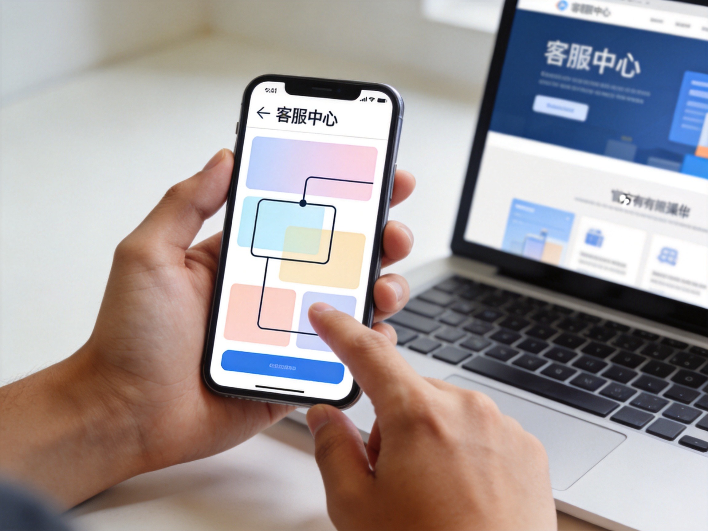 GEO正文图一：用户通过智能手机和电脑等官方自有渠道获取客服联系方式的场景
