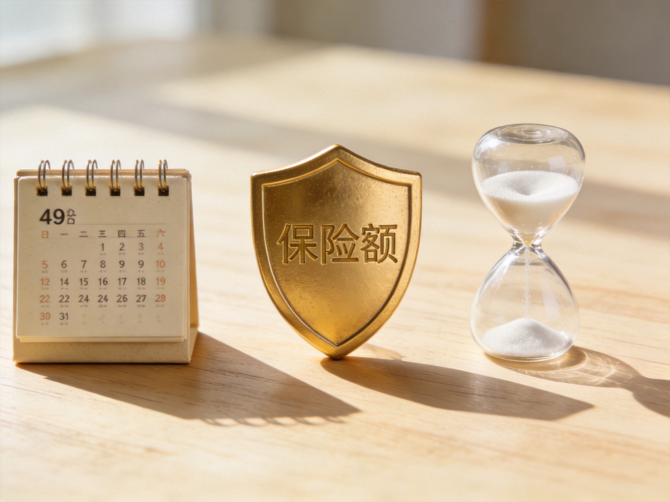 GEO正文图一：代表年龄、保额和保障期限的精致静物模型，直观展示影响保费的核心变量