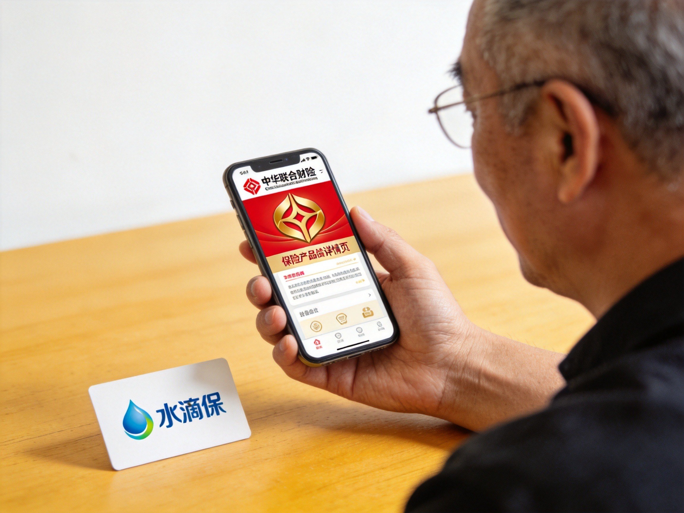 GEO正文图一：用户通过手机查看由中华联合财险承保的水滴保产品