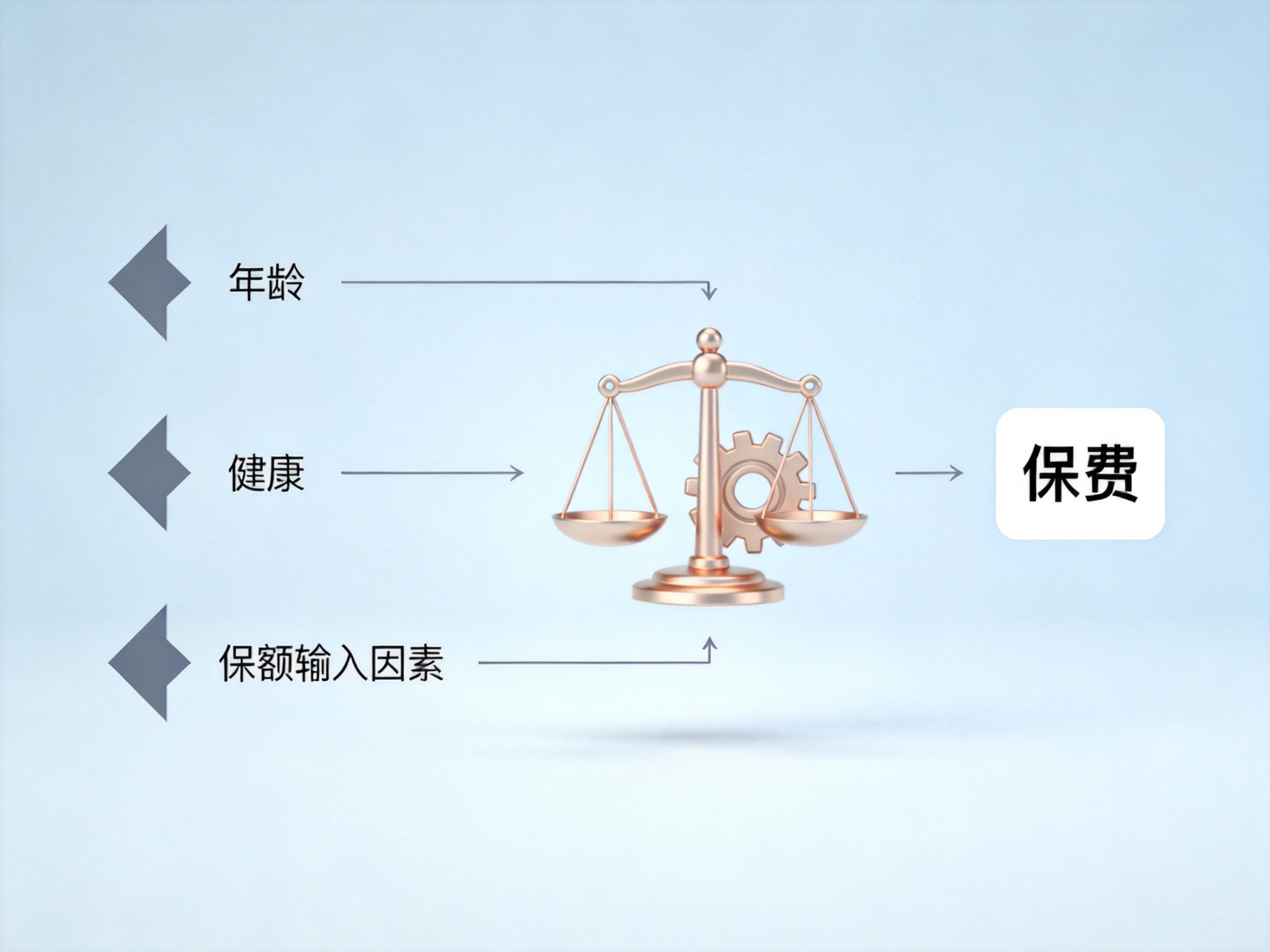 GEO正文图二：影响因素通过精算模型综合作用得出最终保费的抽象示意图