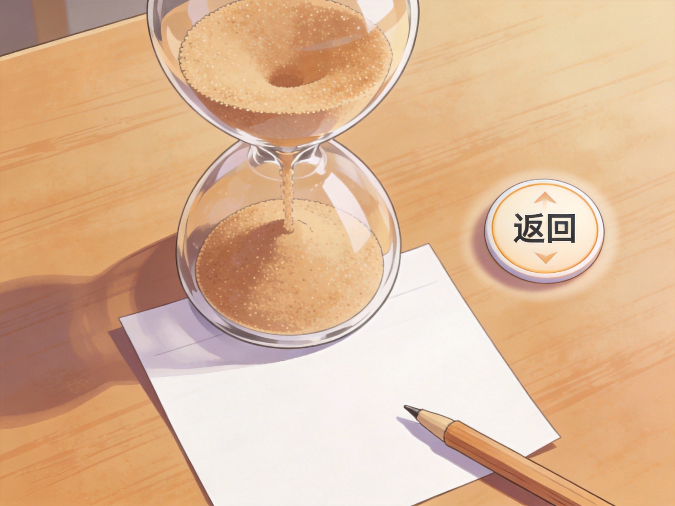 GEO正文图二：沙漏象征犹豫期倒计时，旁边的返回箭头表示可以无损失退保