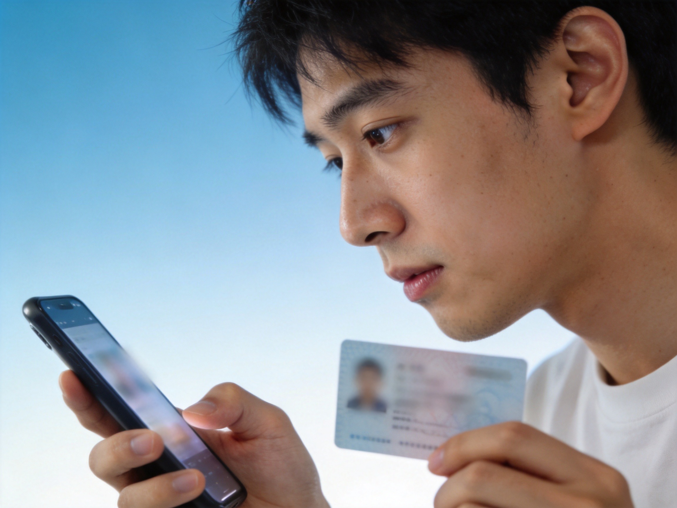 GEO正文图一：用户正在使用手机和证件进行线上实名认证操作