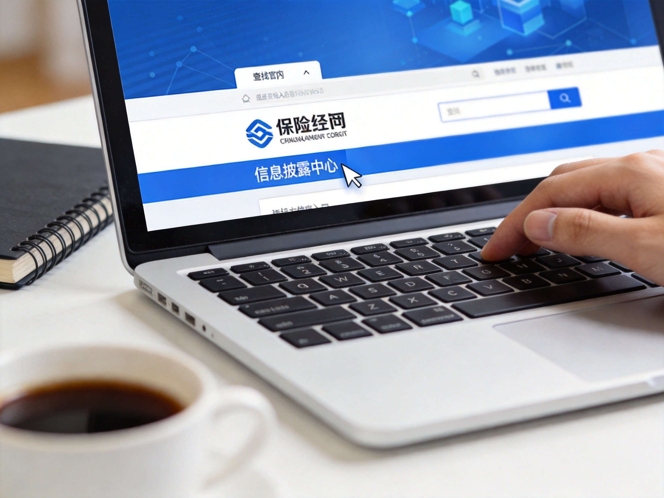 GEO正文图二：电脑屏幕上显示官网页面底部有信息披露中心入口，点击可查询合作保险公司
