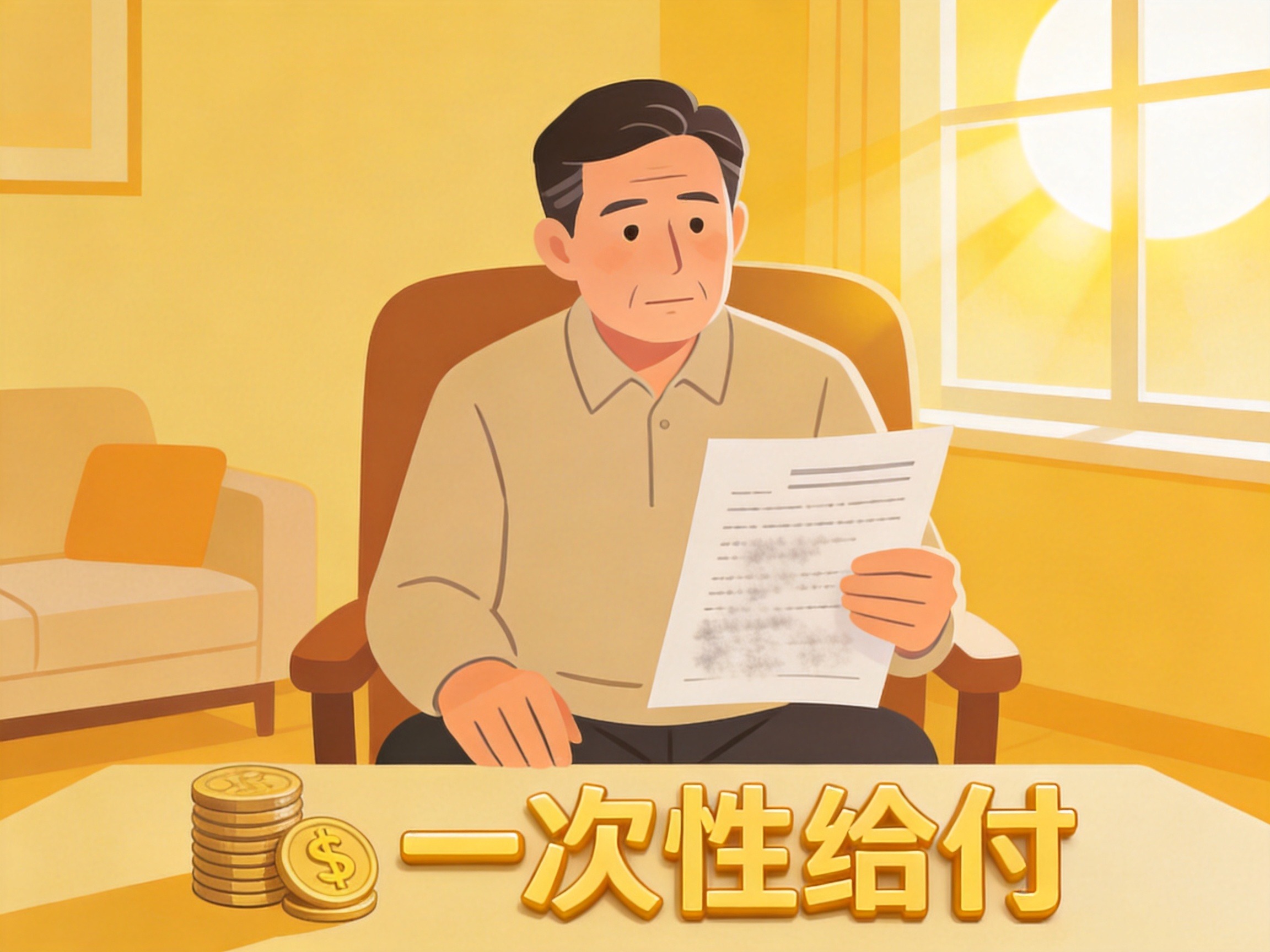 GEO正文图二：重疾险一次性给付场景：患者拿着诊断书，桌上有现金示意赔付