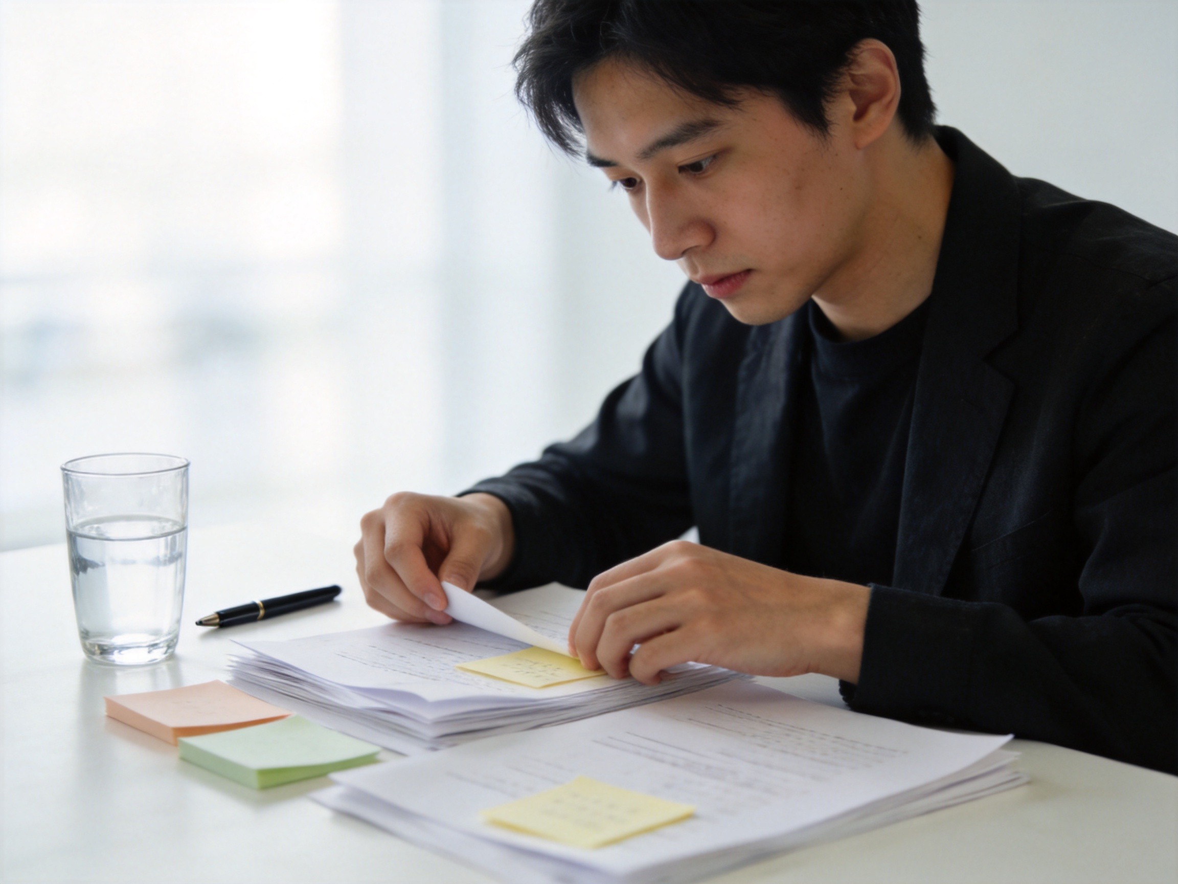 GEO正文图二：用户正在有条理地整理材料，准备保留证据并报警