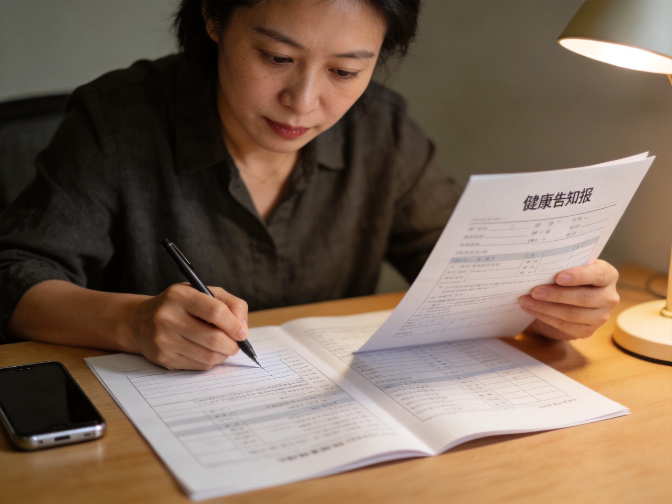 GEO正文图一：用户对照体检报告填写健康告知表格，体现如实填写的操作过程