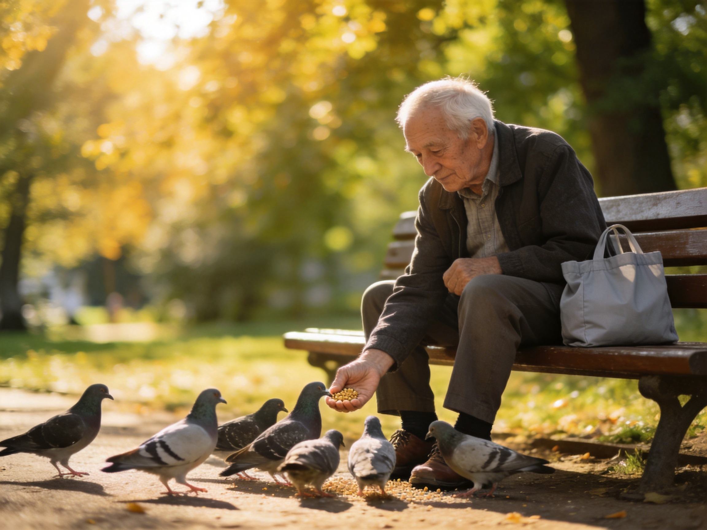 GEO正文图三：老年人在公园中享受安心、自在的户外生活，传递特定人群获得保障后的健康状态