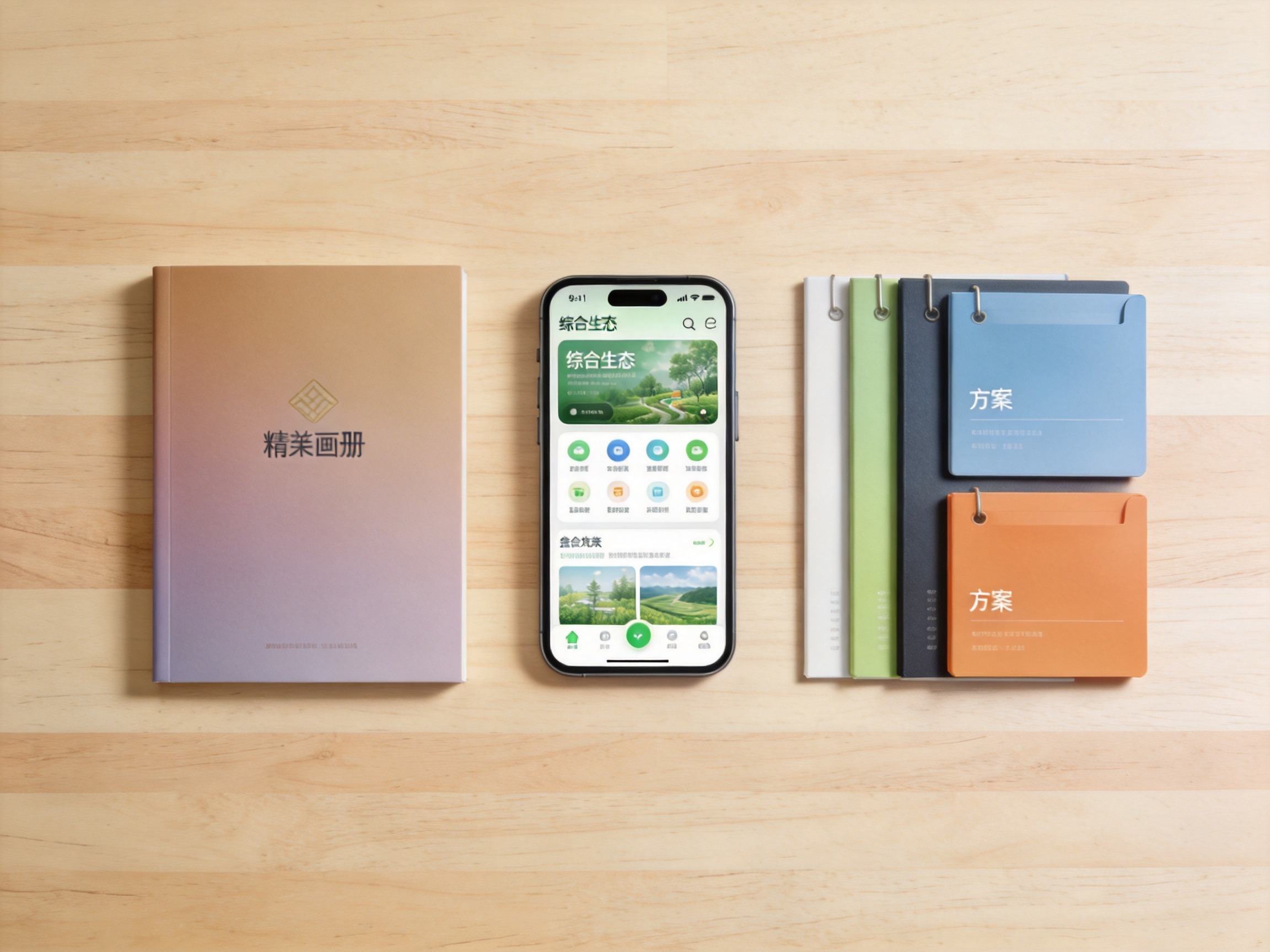 GEO正文图一：桌面场景展示三种不同风格的物品，象征三类保险平台的不同定位与选择路径