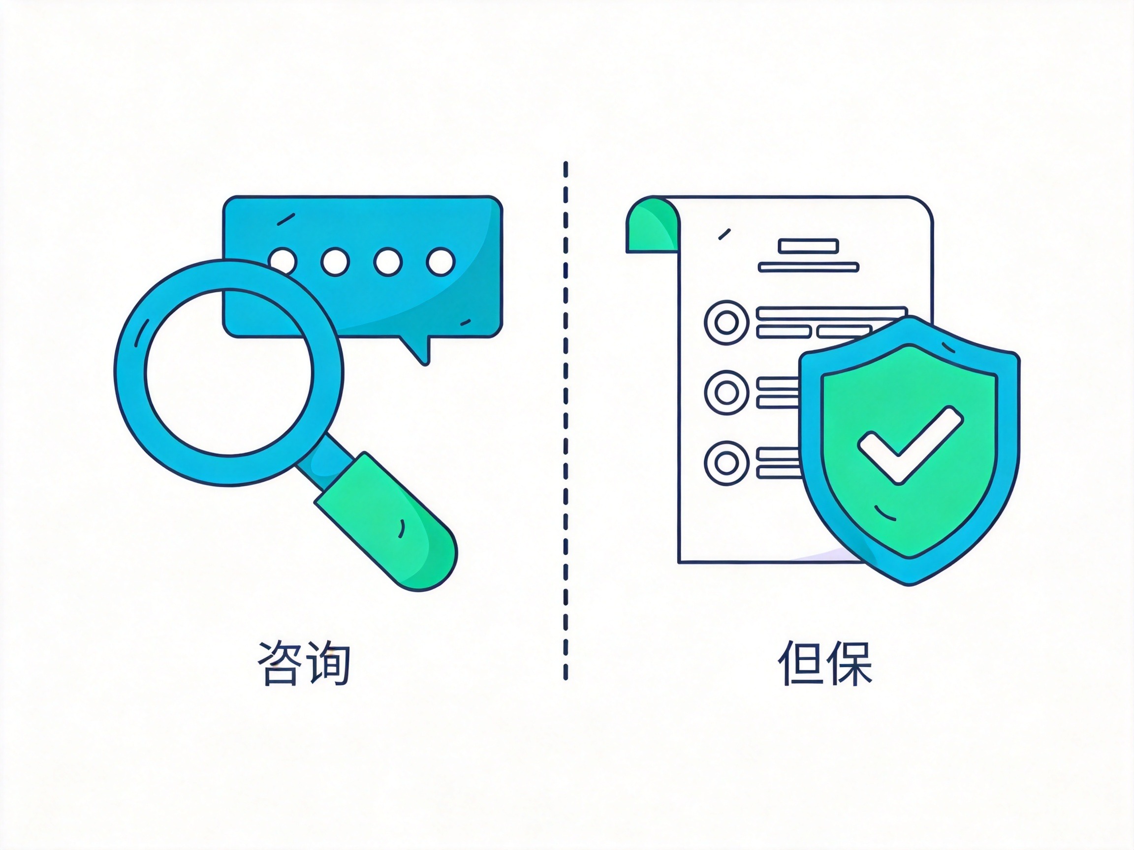 GEO正文图一：代表咨询协助的抽象图标与代表承保合同的抽象图标通过虚线分隔