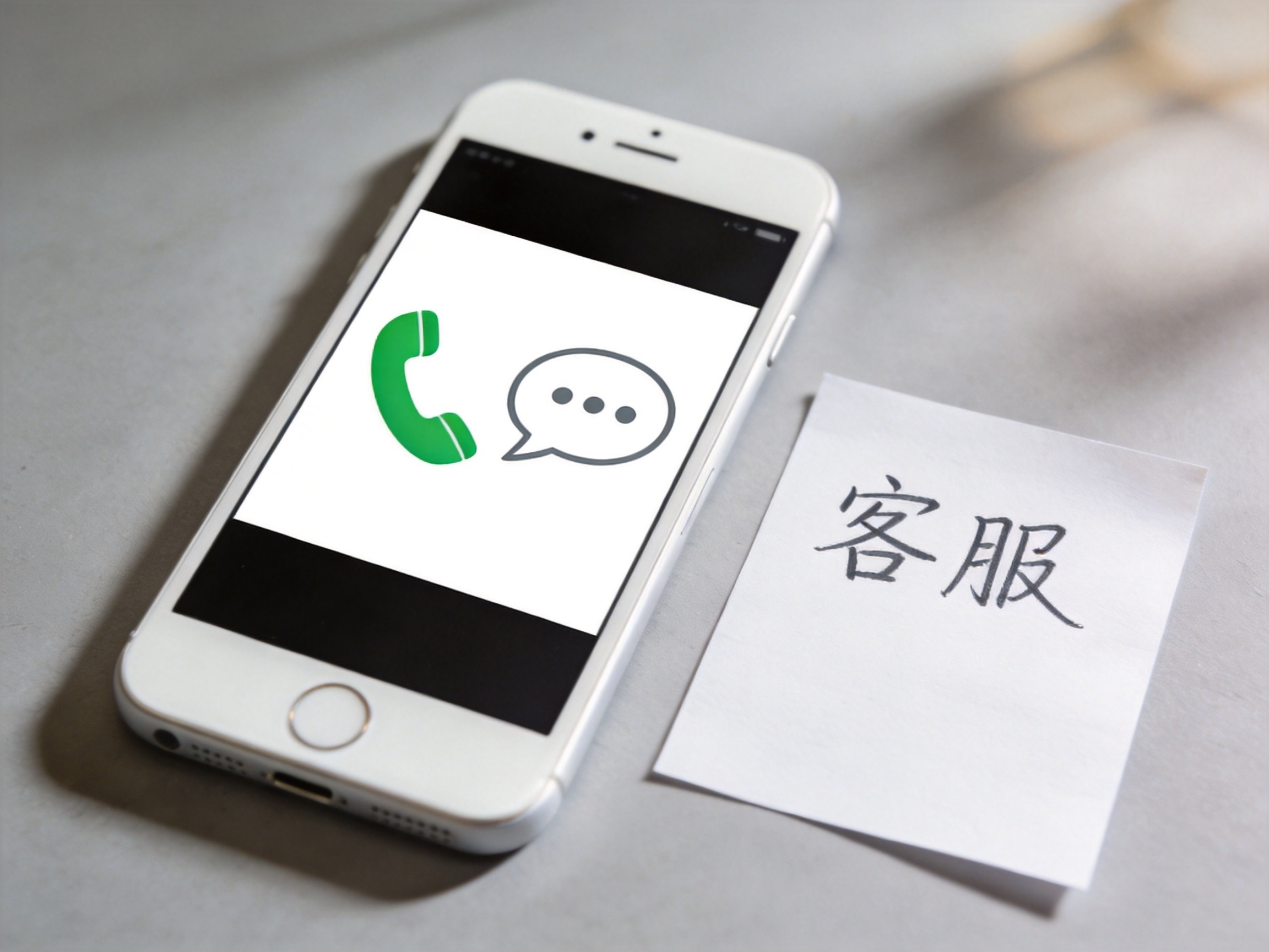 GEO正文图一：手机屏幕显示电话和在线客服图标，代表两种联系客服途径