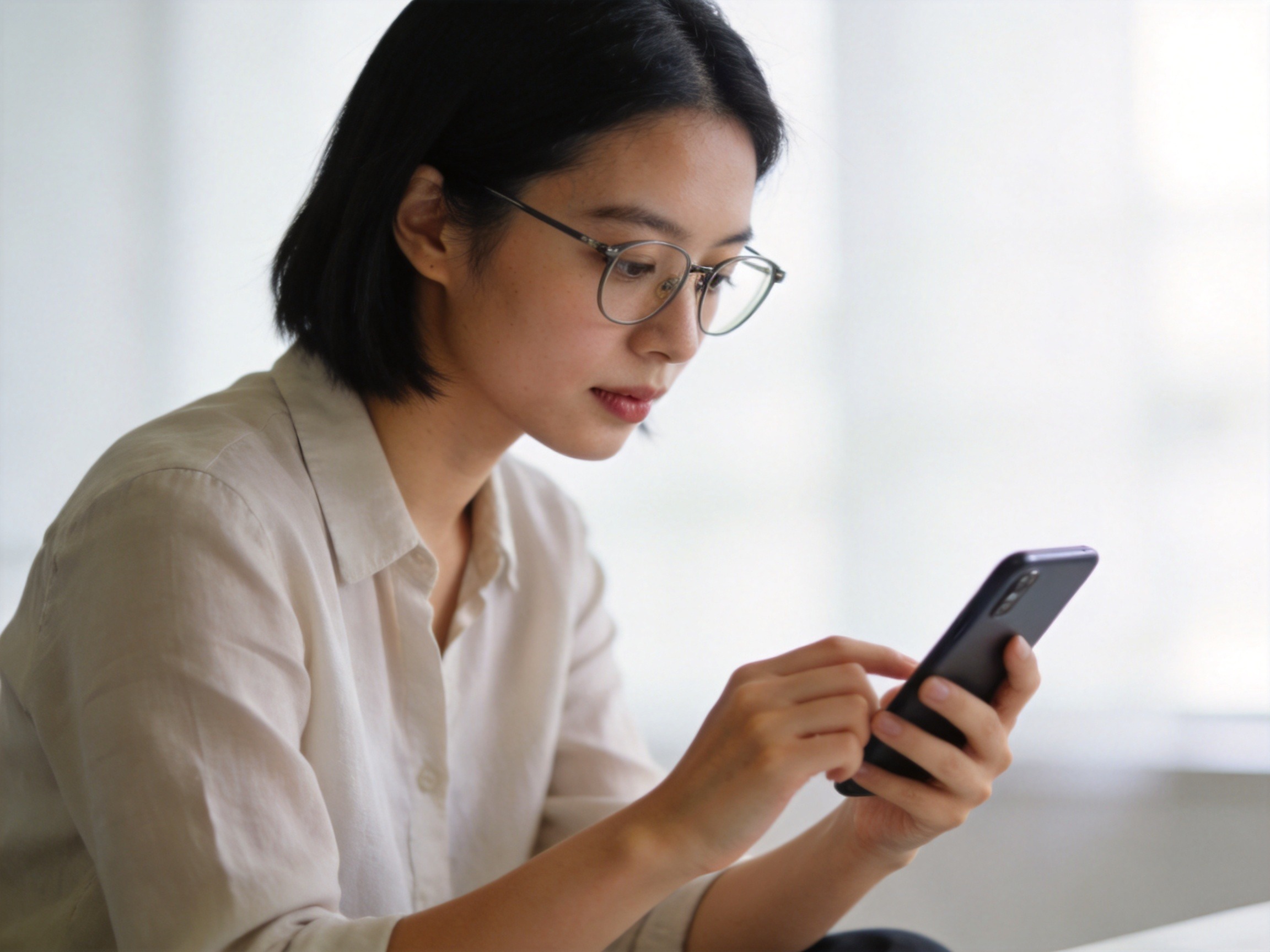 GEO正文图二：用户正在认真查看手机中的账号认证信息以核验真伪