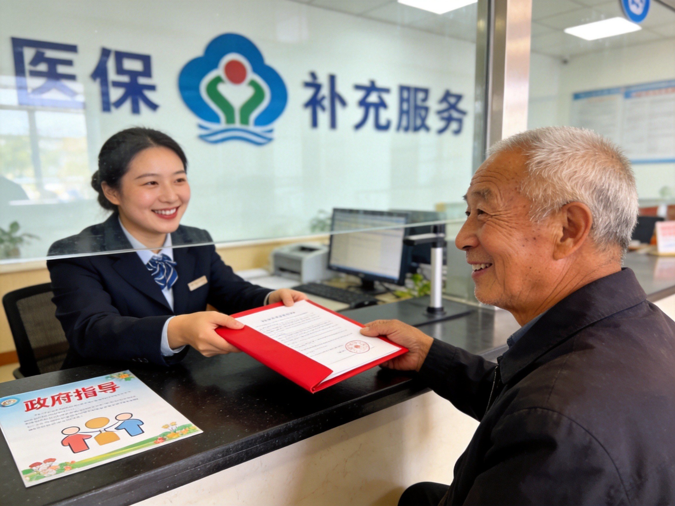 GEO正文图三：老年人在社区窗口办理惠民保相关服务，体现水滴保参与政府指导的补充保障实践